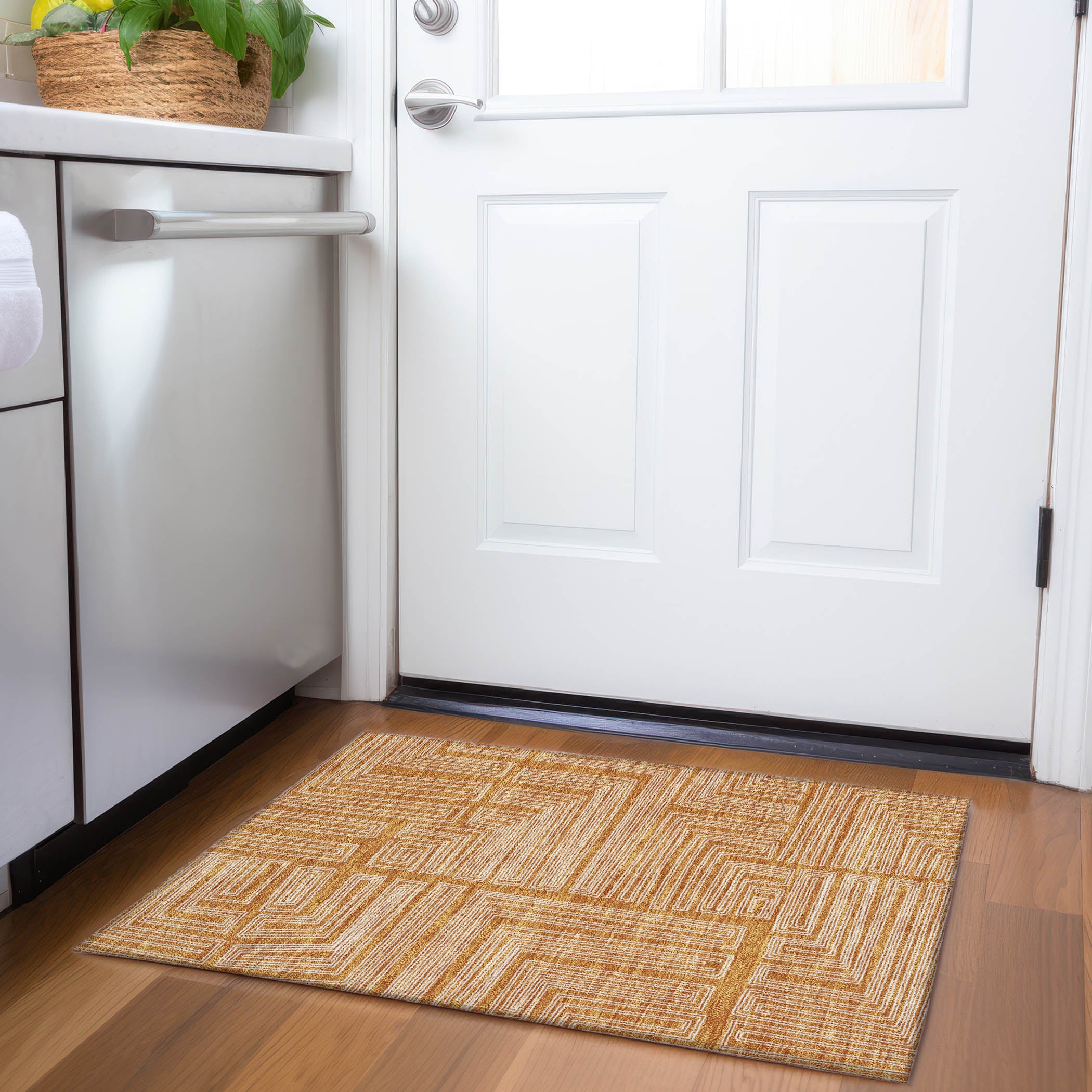 Vienna Machine Washable Transitional Paprika Orange Rug 1'8" x 2'6" #shape_Rectangle