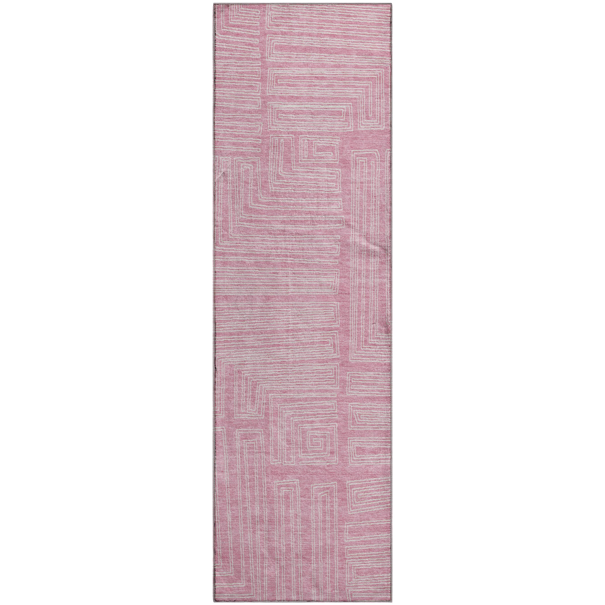 Vienna Machine Washable Transitional Pink Rug 2'3" x 7'6" #shape_Runner