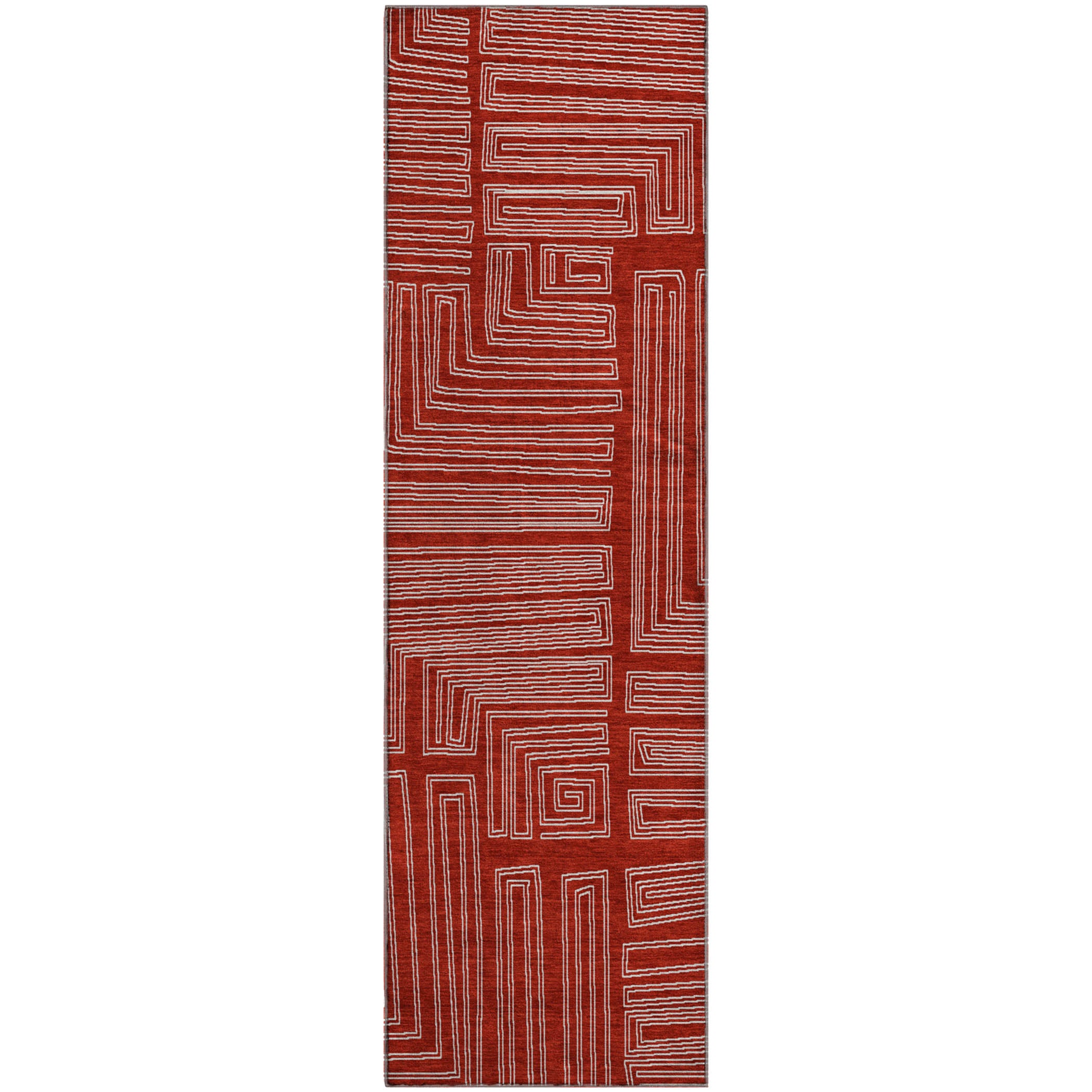 Vienna Machine Washable Transitional Red Rug 2'3" x 7'6" #shape_Runner