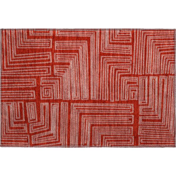 Vienna Machine Washable Transitional Red Rug 1'8" x 2'6"