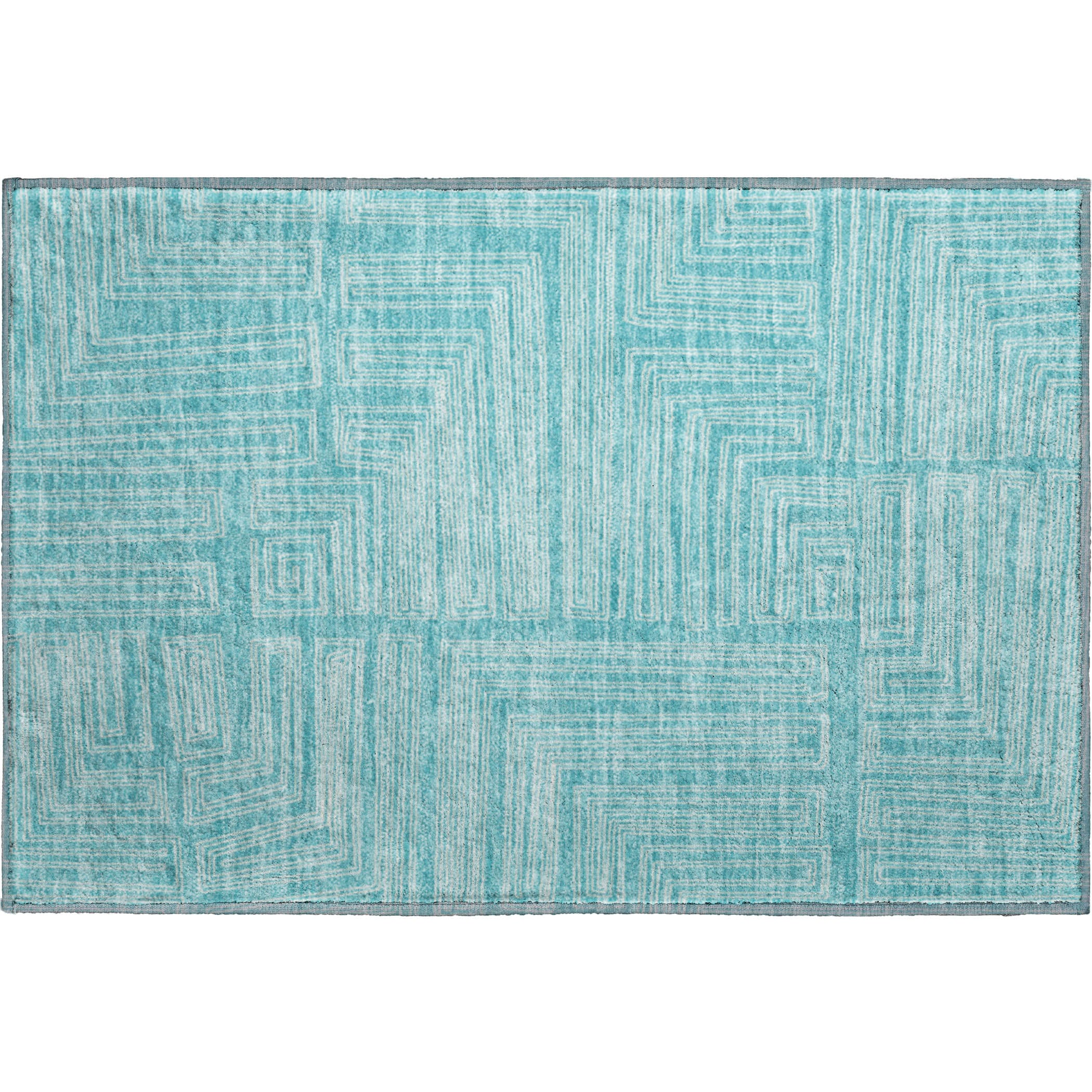 Vienna Machine Washable Transitional Turquoise Teal Rug 1'8" x 2'6" #shape_Rectangle