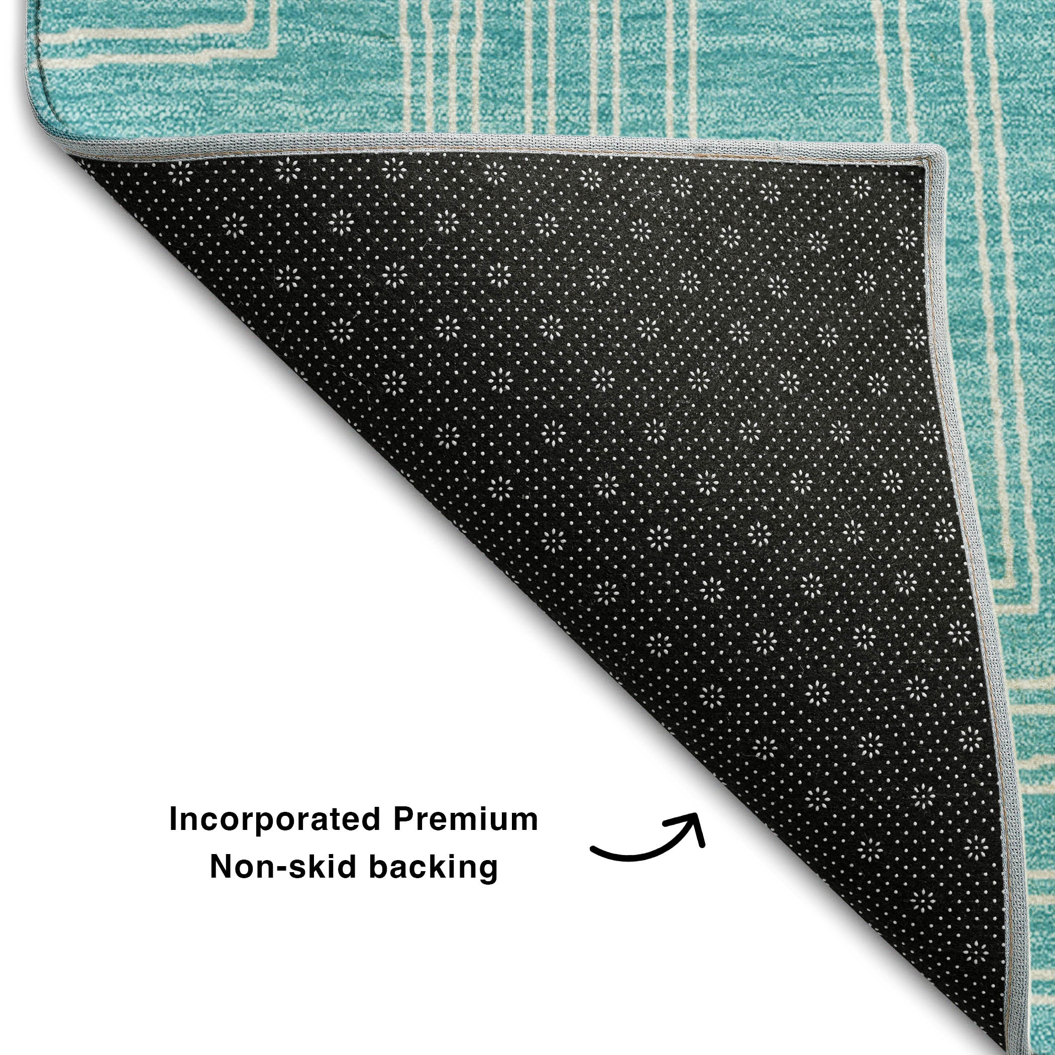 Vienna Machine Washable Transitional Turquoise Teal Rug 1'8" x 2'6" #shape_Rectangle