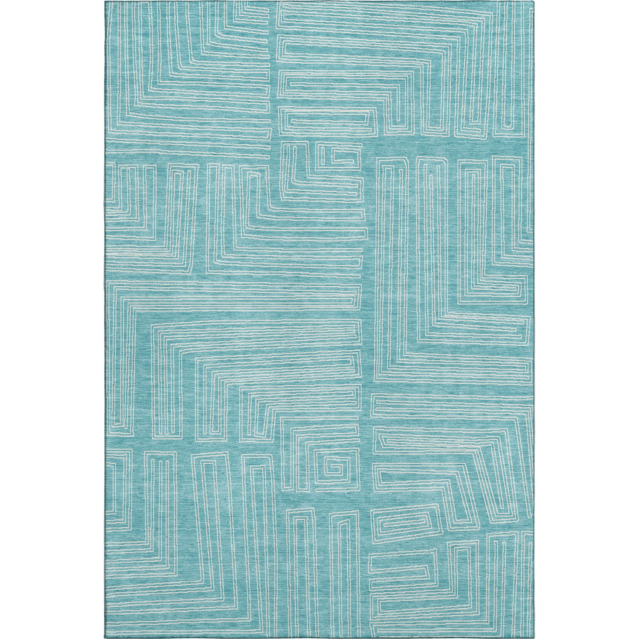 Vienna Machine Washable Transitional Turquoise Teal Rug 2'6" x 3'10" #shape_Rectangle