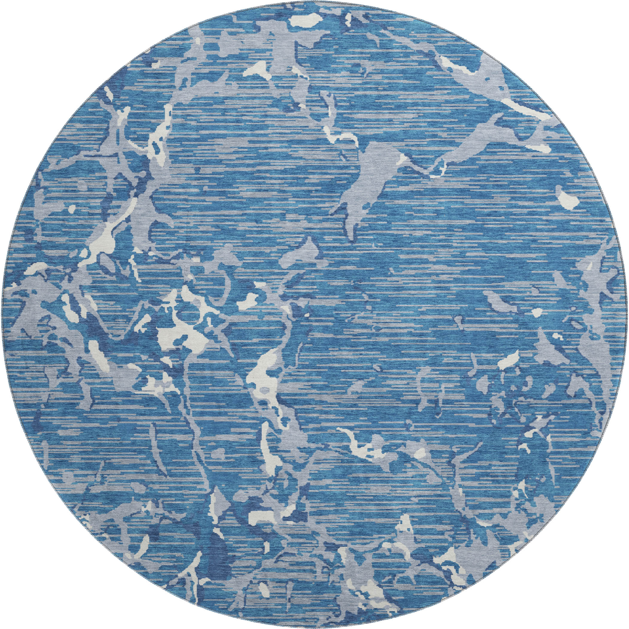 Baku Machine Washable Transitional Blue Rug 8' x 8' #shape_Round