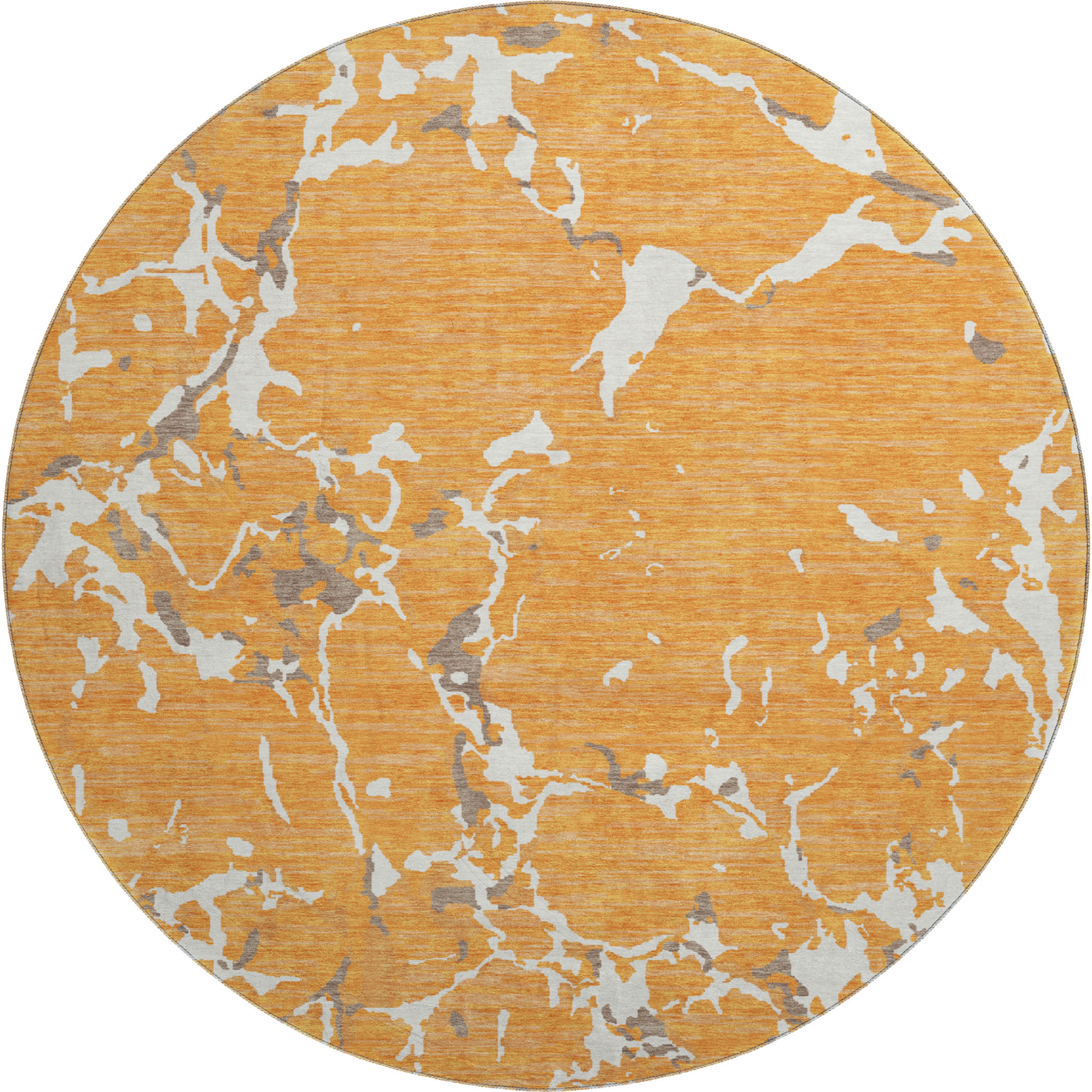 Baku Machine Washable Transitional Orange Rug 8' x 8' #shape_Round