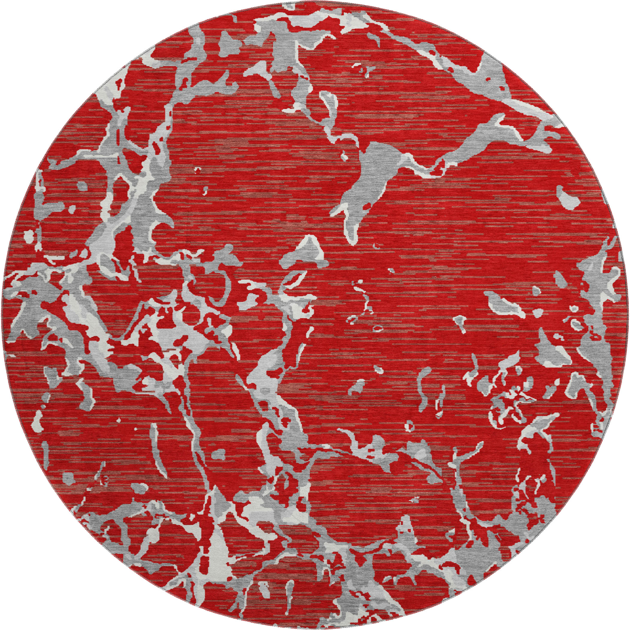 Baku Machine Washable Transitional Red Rug 8' x 8' #shape_Round