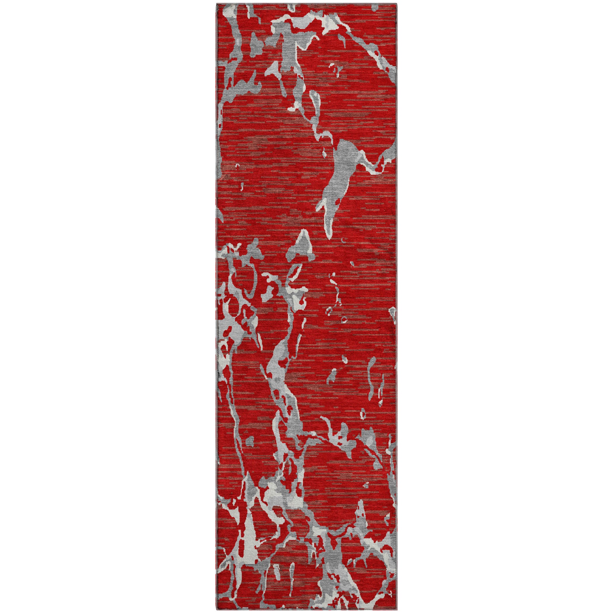 Baku Machine Washable Transitional Red Rug 2'3" x 7'6" #shape_Runner