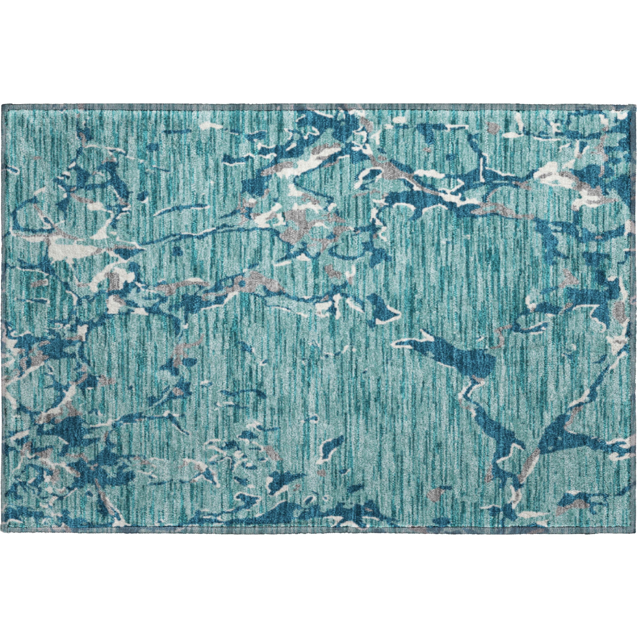 Baku Machine Washable Transitional Teal Rug 1'8" x 2'6" #shape_Rectangle