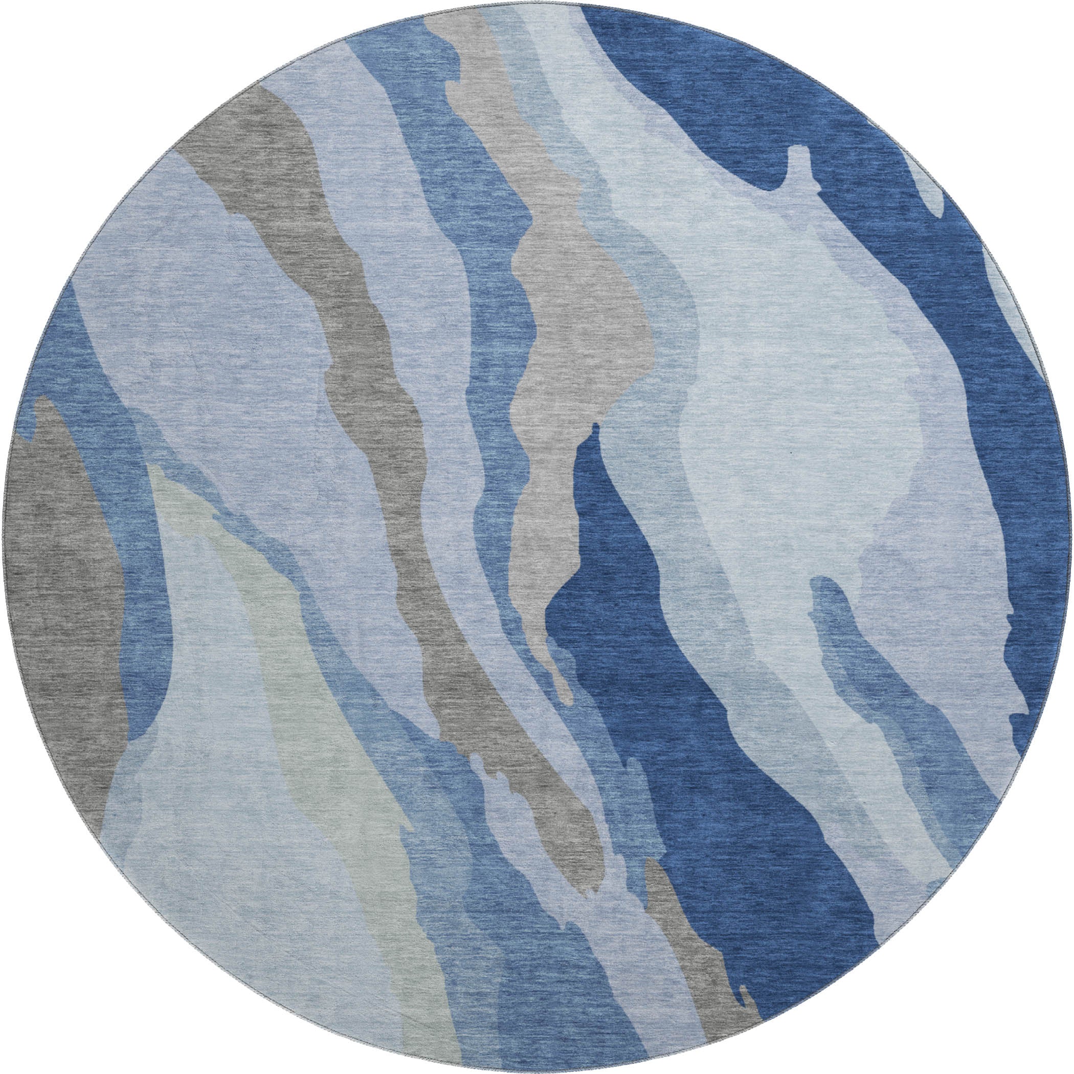 Baku Machine Washable Transitional Blue Rug 8' x 8' #shape_Round