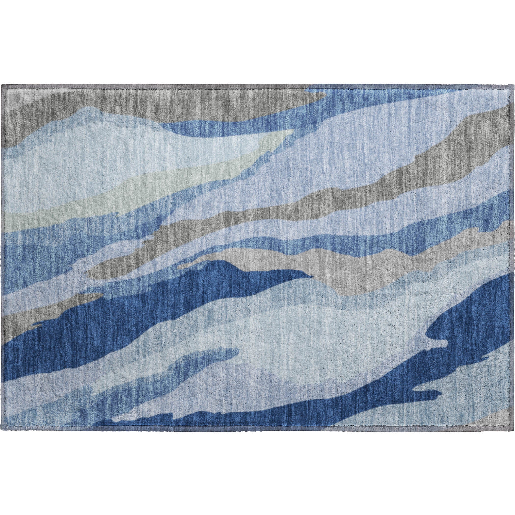 Baku Machine Washable Transitional Blue Rug 1'8" x 2'6" #shape_Rectangle