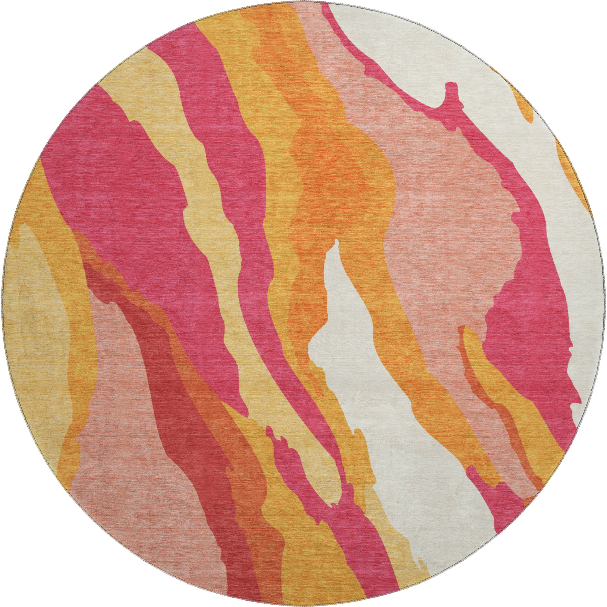 Baku Machine Washable Transitional Blush Pink Rug 8' x 8' #shape_Round