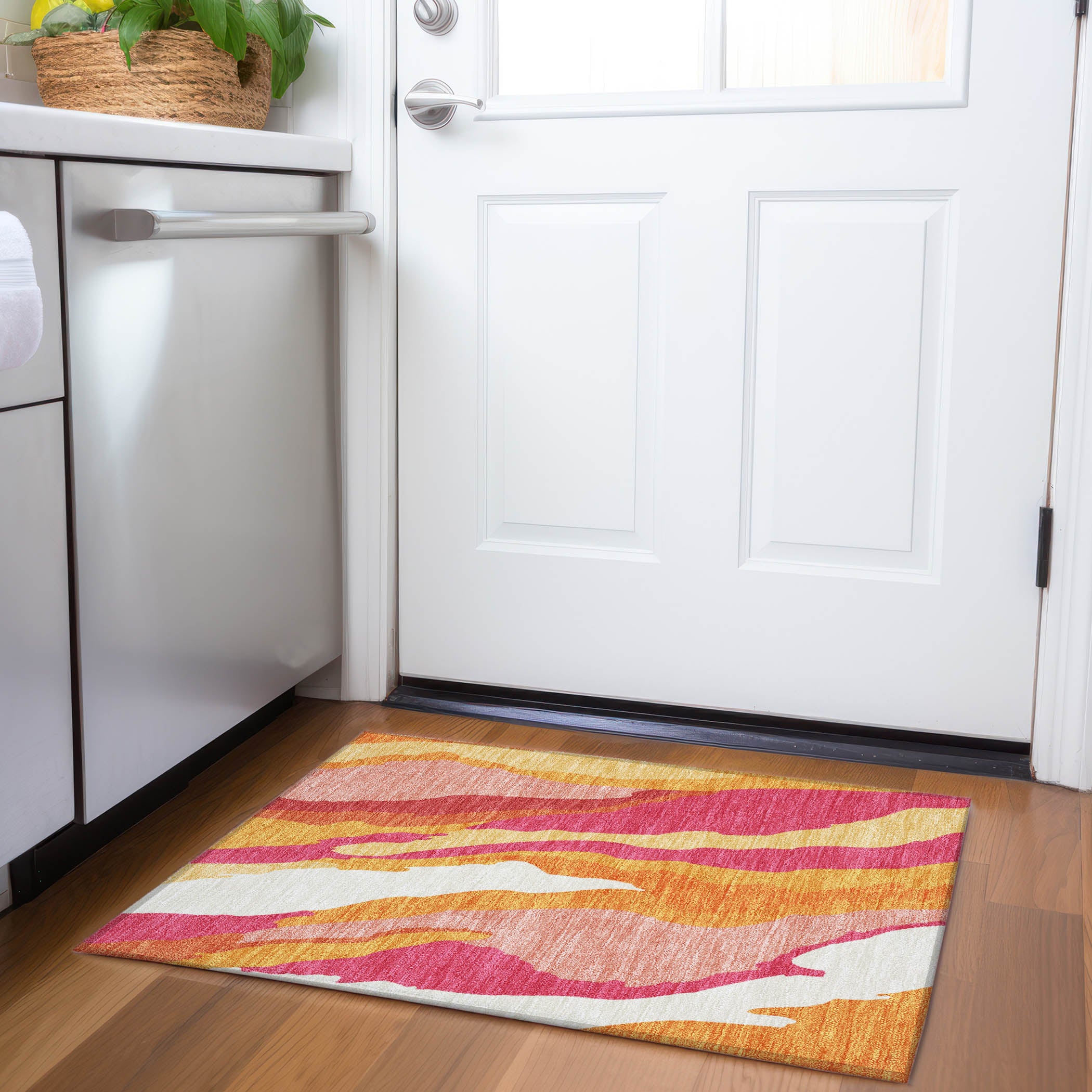Baku Machine Washable Transitional Blush Pink Rug 1'8" x 2'6" #shape_Rectangle