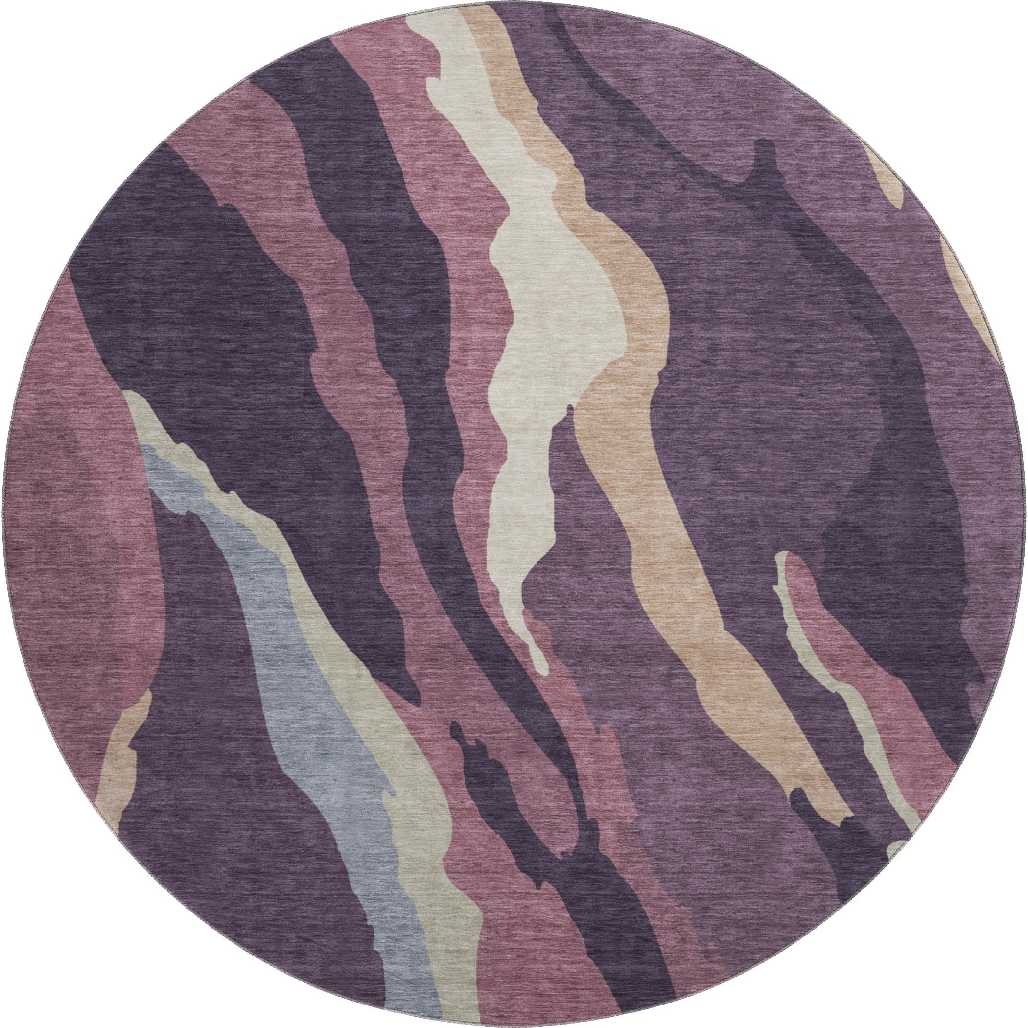 Baku Machine Washable Transitional Plum Purple Rug 8' x 8' #shape_Round