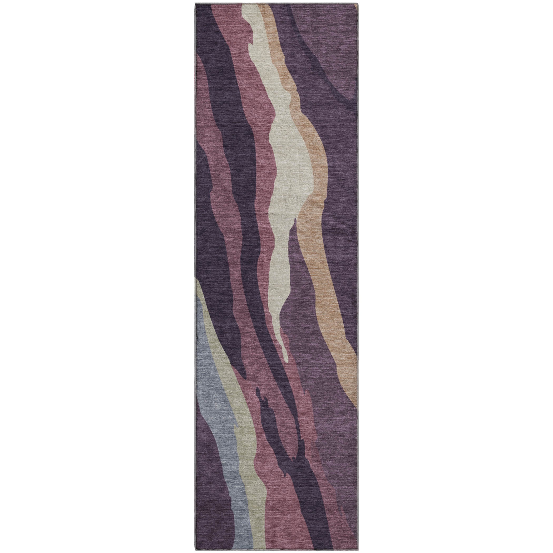 Baku Machine Washable Transitional Plum Purple Rug 2'3" x 7'6" #shape_Runner