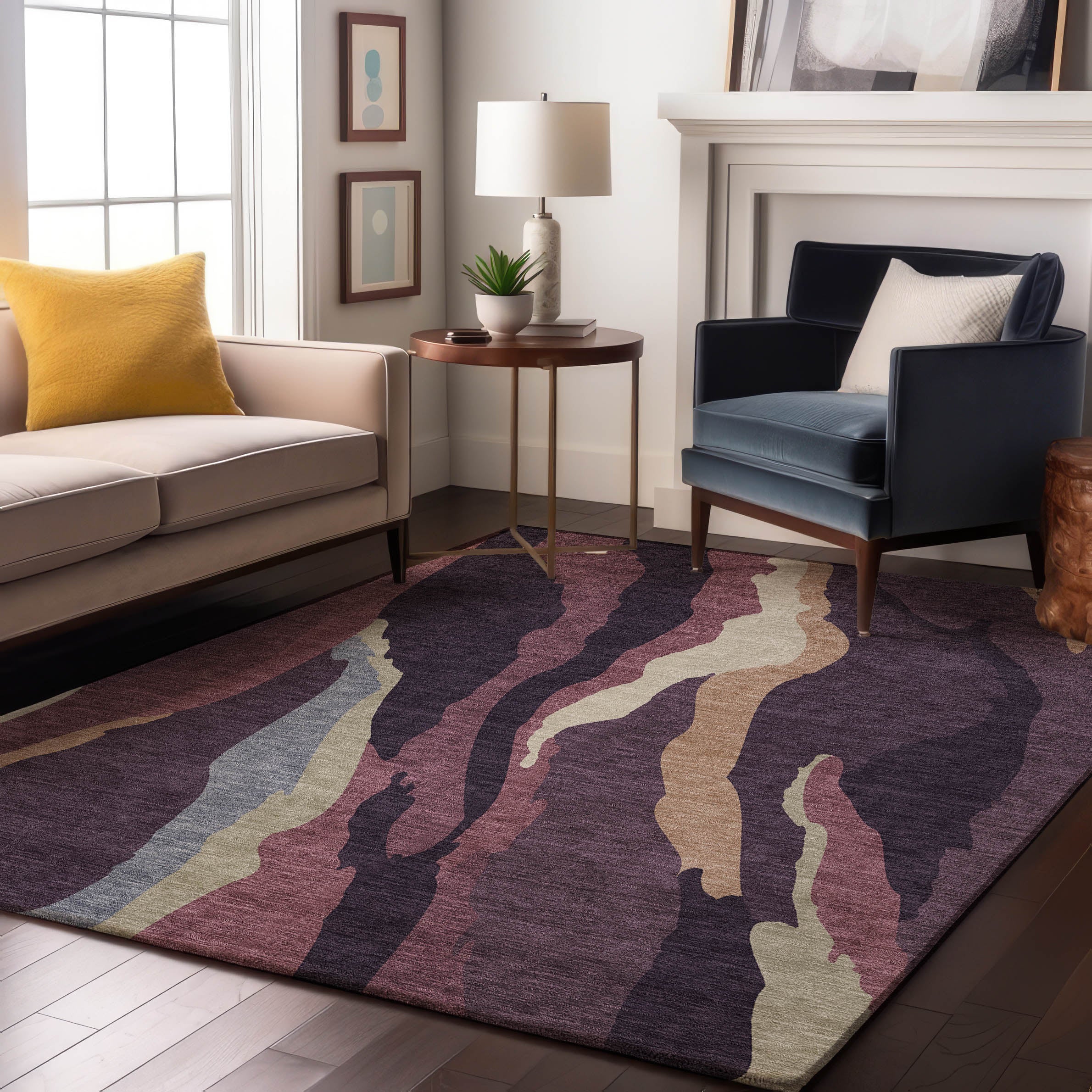 Baku Machine Washable Transitional Plum Purple Rug 2'6" x 3'10" #shape_Rectangle