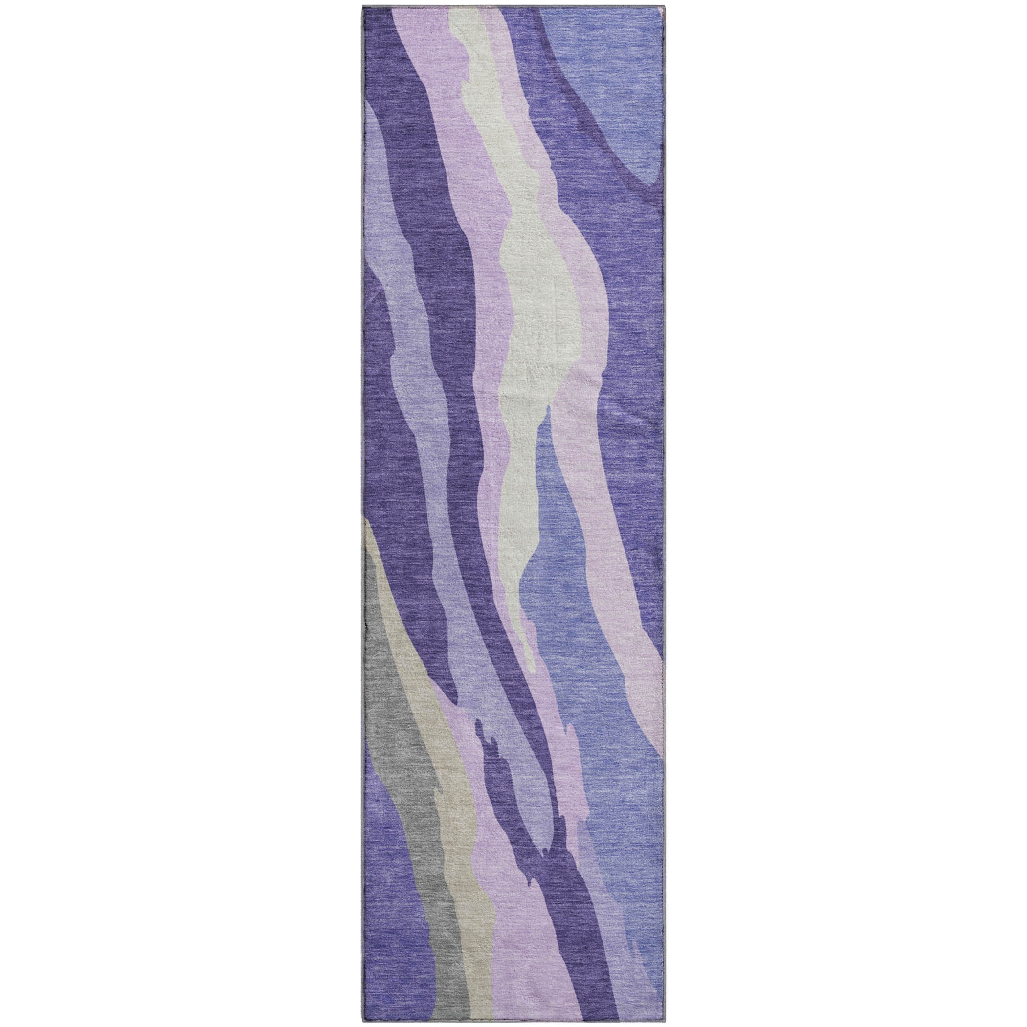 Baku Machine Washable Transitional Purple Rug 2'3" x 7'6" #shape_Runner