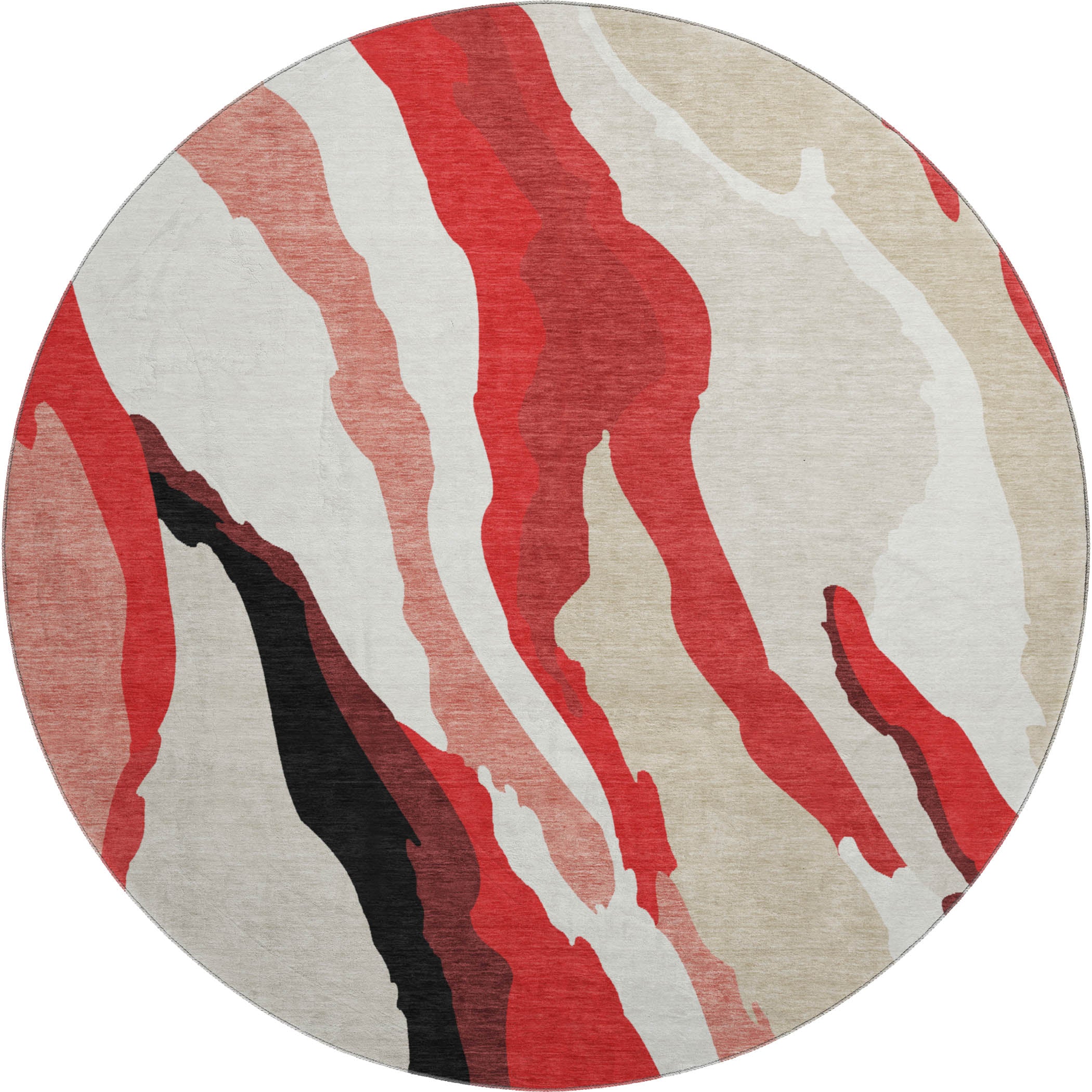 Baku Machine Washable Transitional Red Rug 8' x 8' #shape_Round