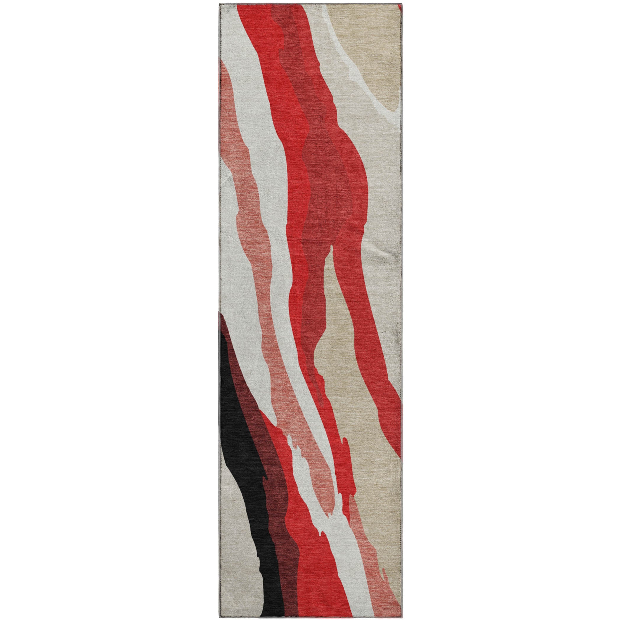 Baku Machine Washable Transitional Red Rug 2'3" x 7'6" #shape_Runner