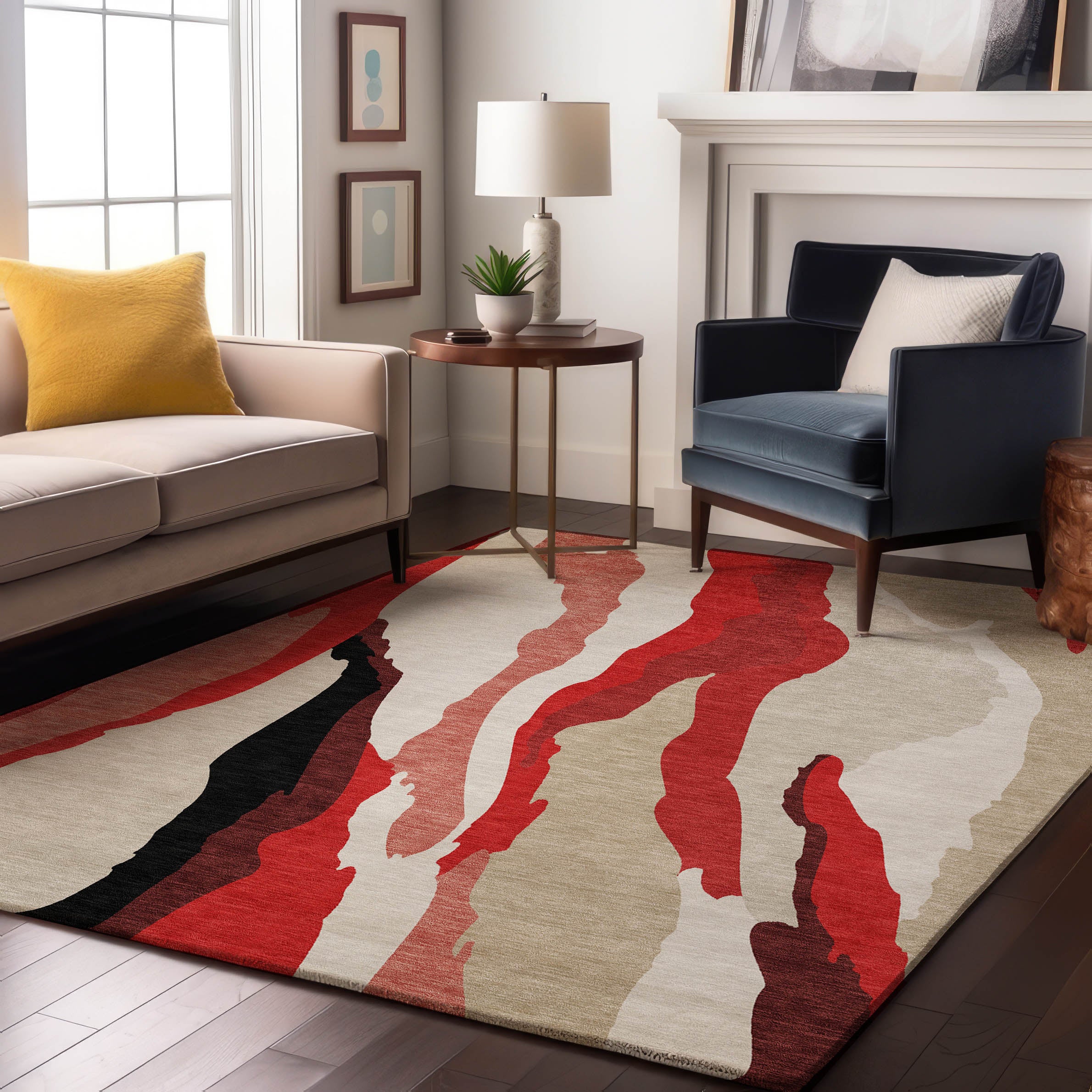 Baku Machine Washable Transitional Red Rug 2'6" x 3'10" #shape_Rectangle