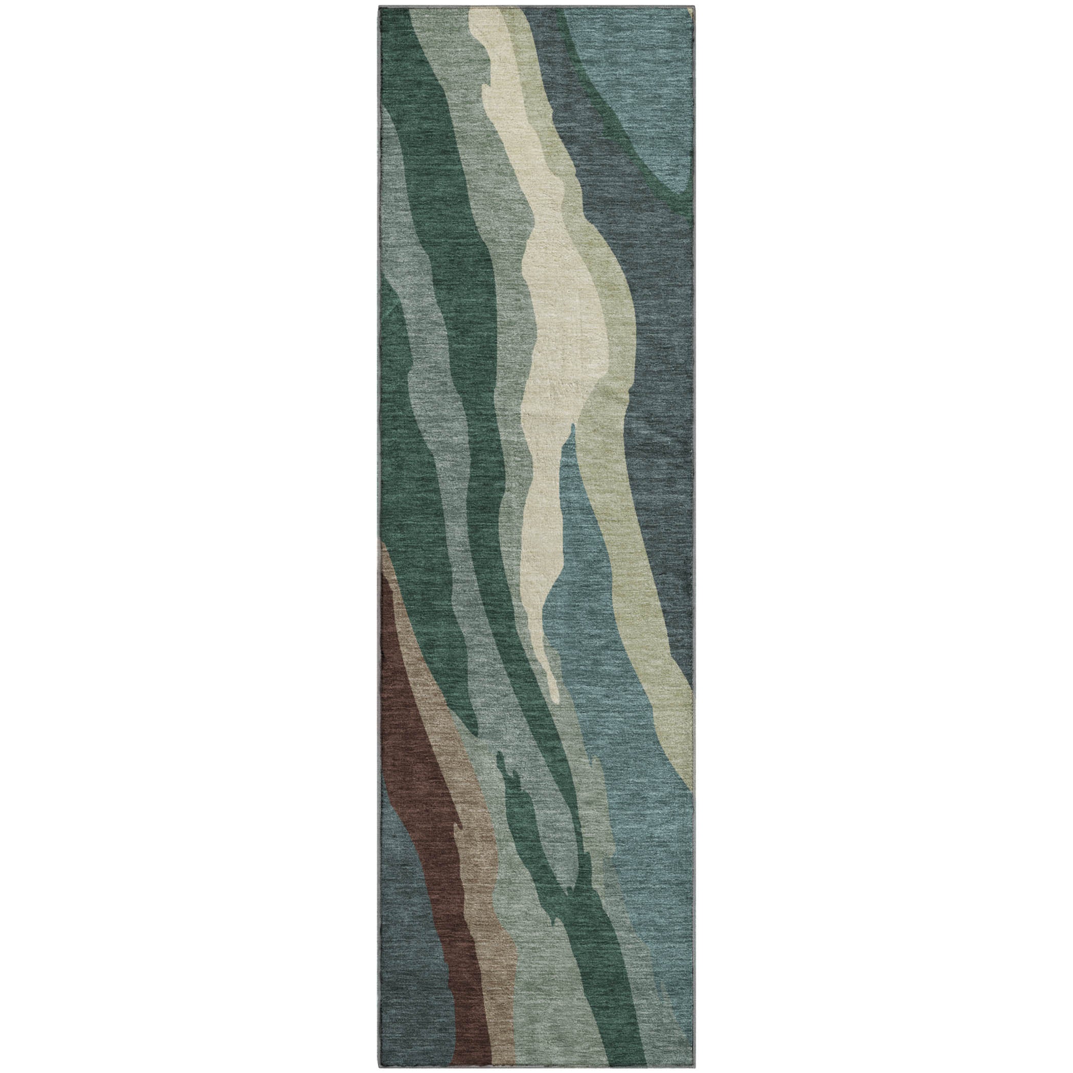 Baku Machine Washable Transitional Sage Green Rug 2'3" x 7'6" #shape_Runner