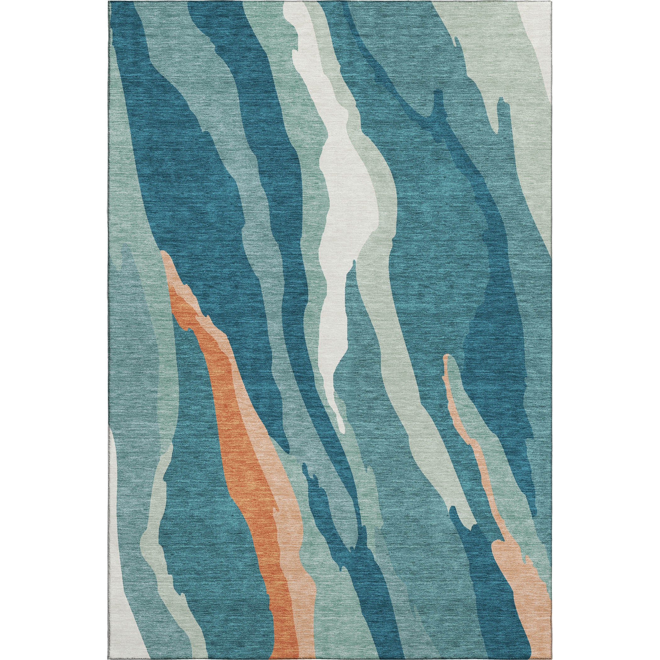 Baku Machine Washable Transitional Teal Rug 2'6" x 3'10" #shape_Rectangle