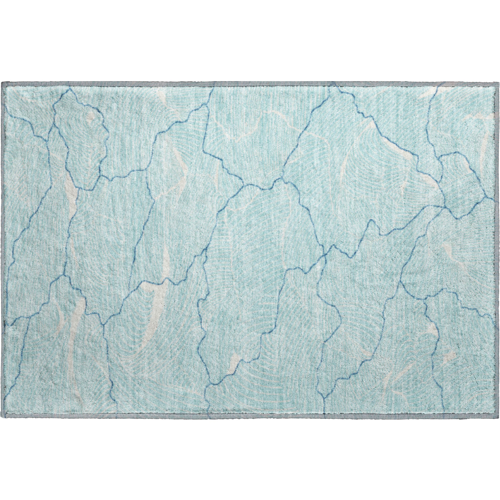Seville Machine Washable Transitional Aqua Teal Rug 1'8" x 2'6" #shape_Rectangle