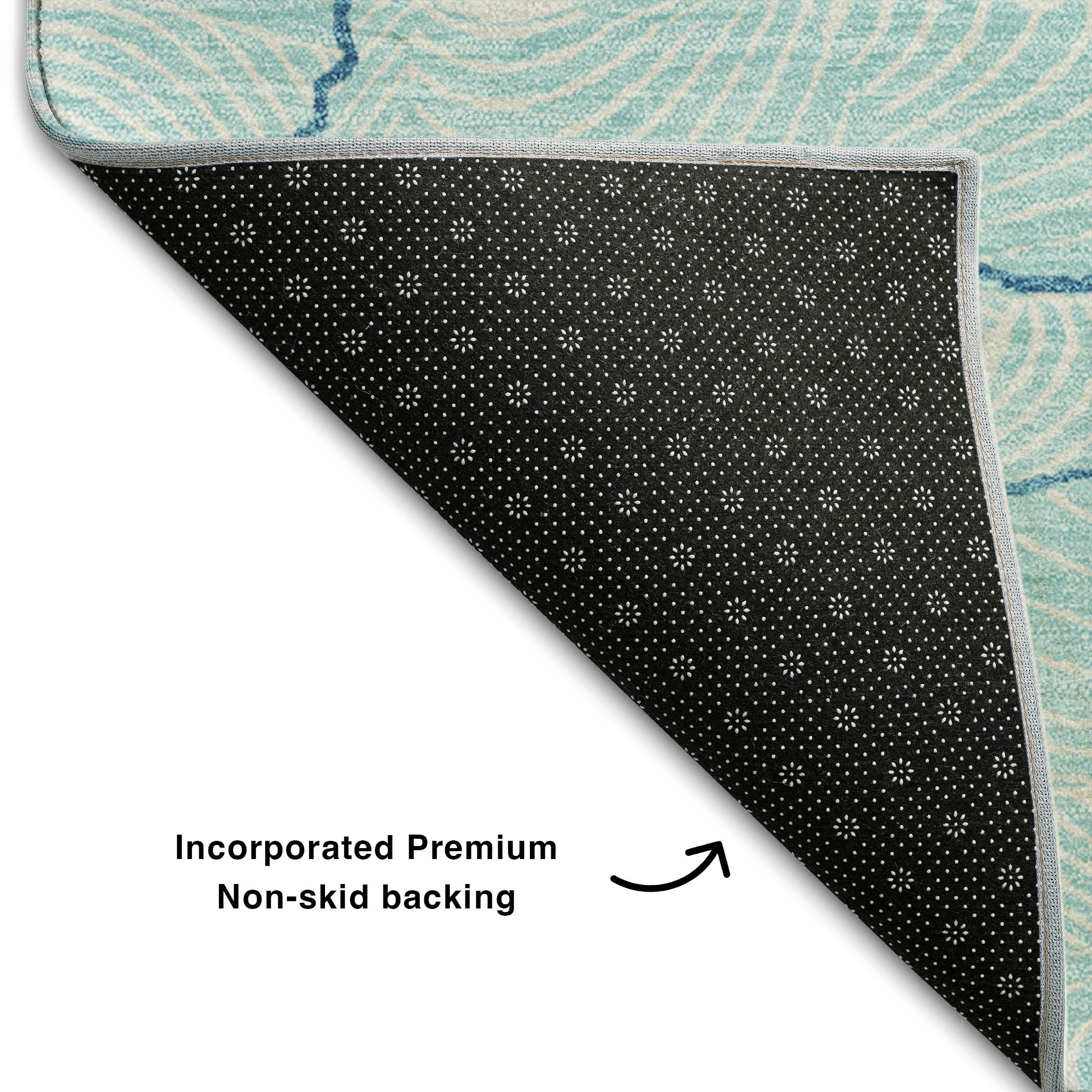 Seville Machine Washable Transitional Aqua Teal Rug 1'8" x 2'6" #shape_Rectangle