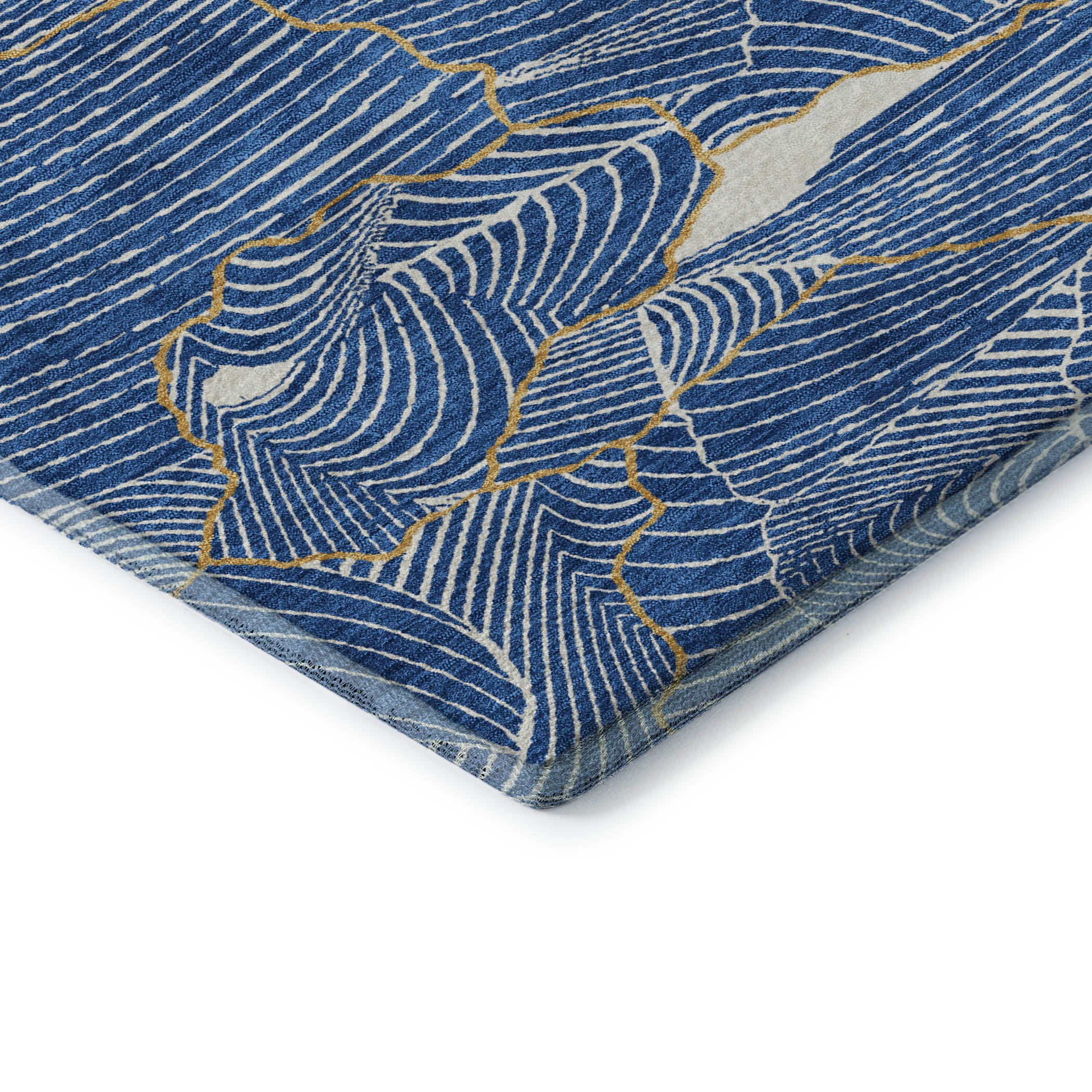 Seville Machine Washable Transitional Blue Rug 1'8" x 2'6" #shape_Rectangle
