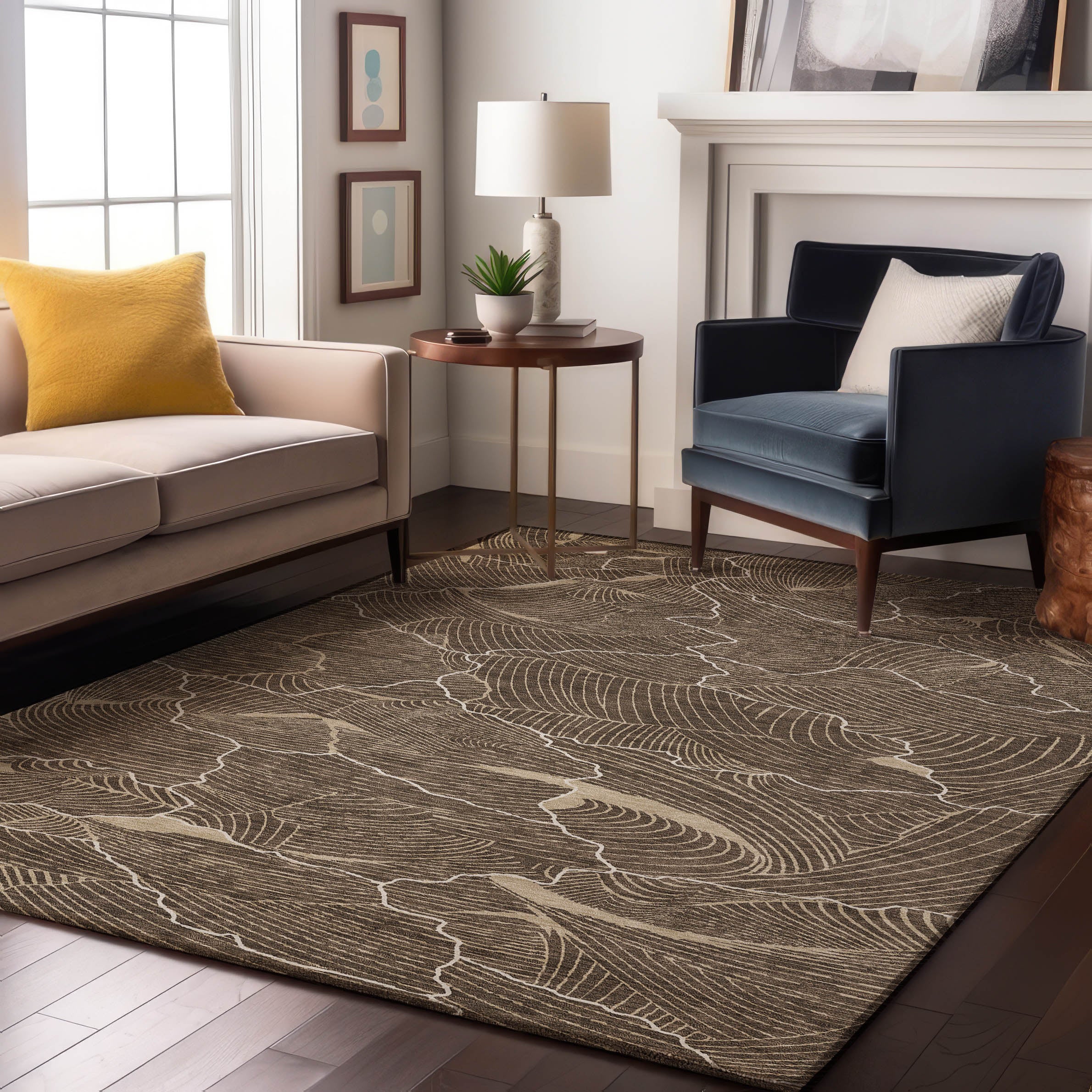 Seville Machine Washable Transitional Brown Rug 2'6" x 3'10" #shape_Rectangle