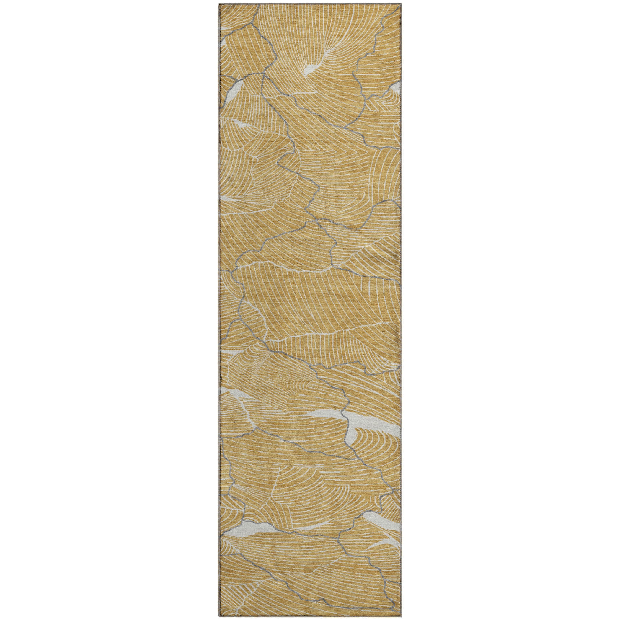 Seville Machine Washable Transitional Gold Rug 2'3" x 7'6" #shape_Runner