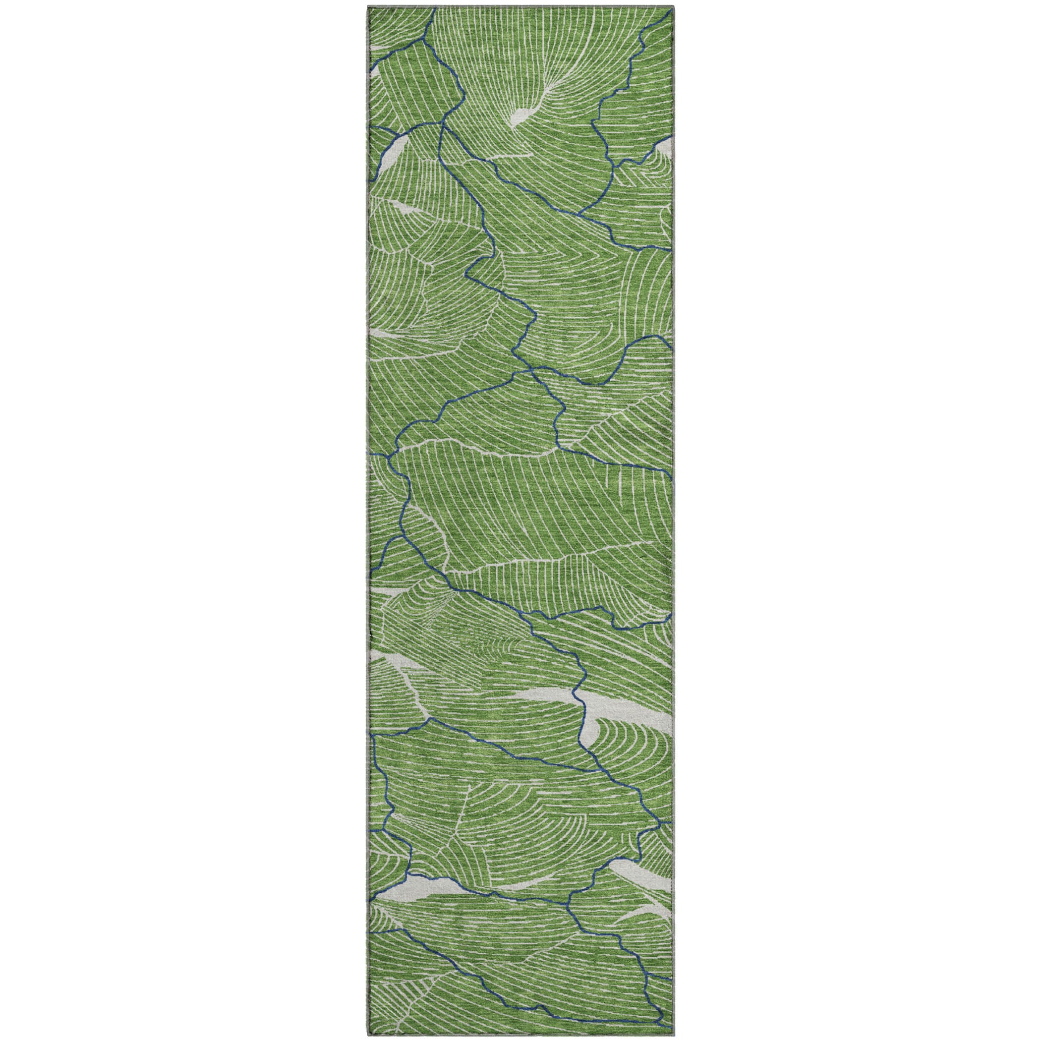 Seville Machine Washable Transitional Green Rug 2'3" x 7'6" #shape_Runner