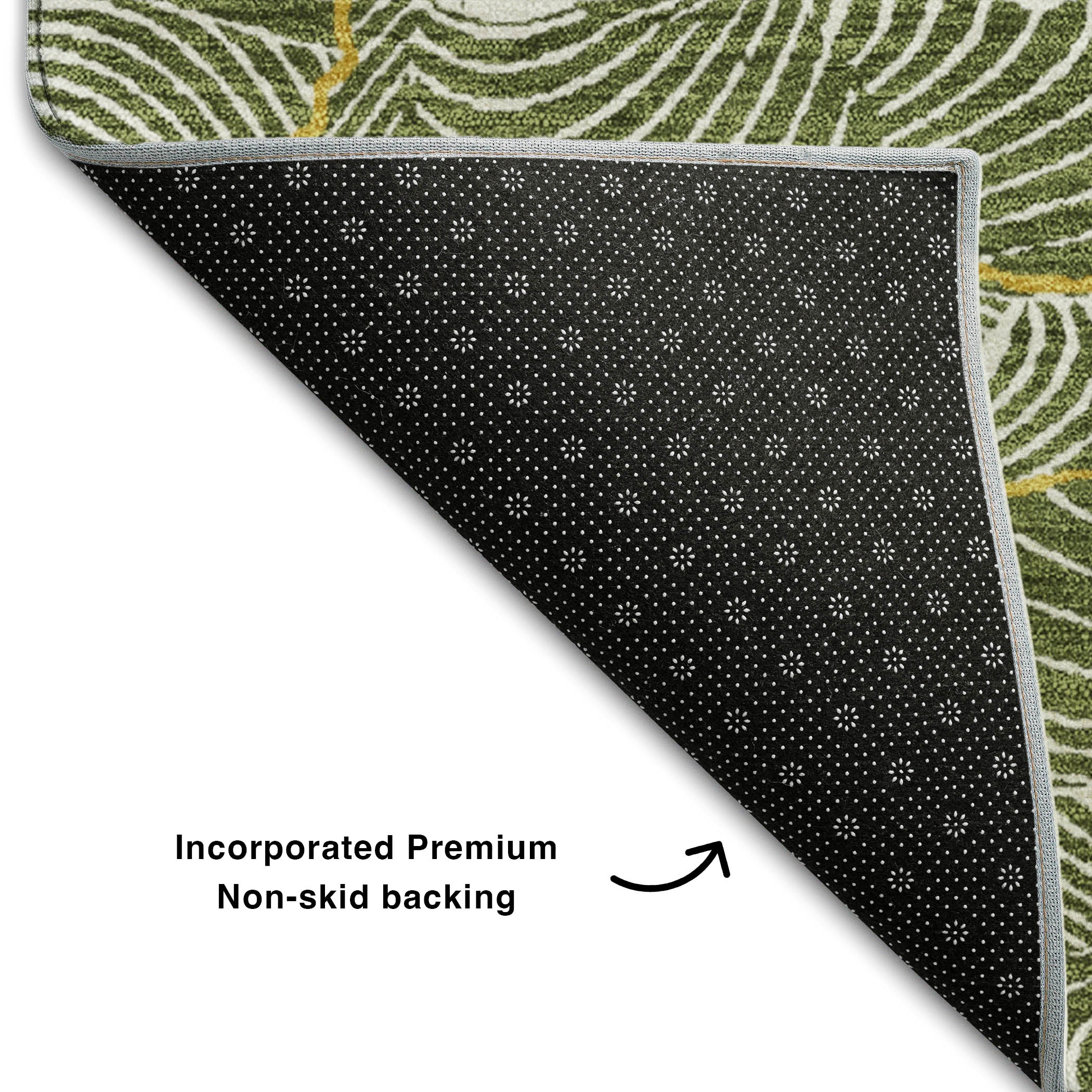Seville Machine Washable Transitional Olive Green Rug 1'8" x 2'6" #shape_Rectangle