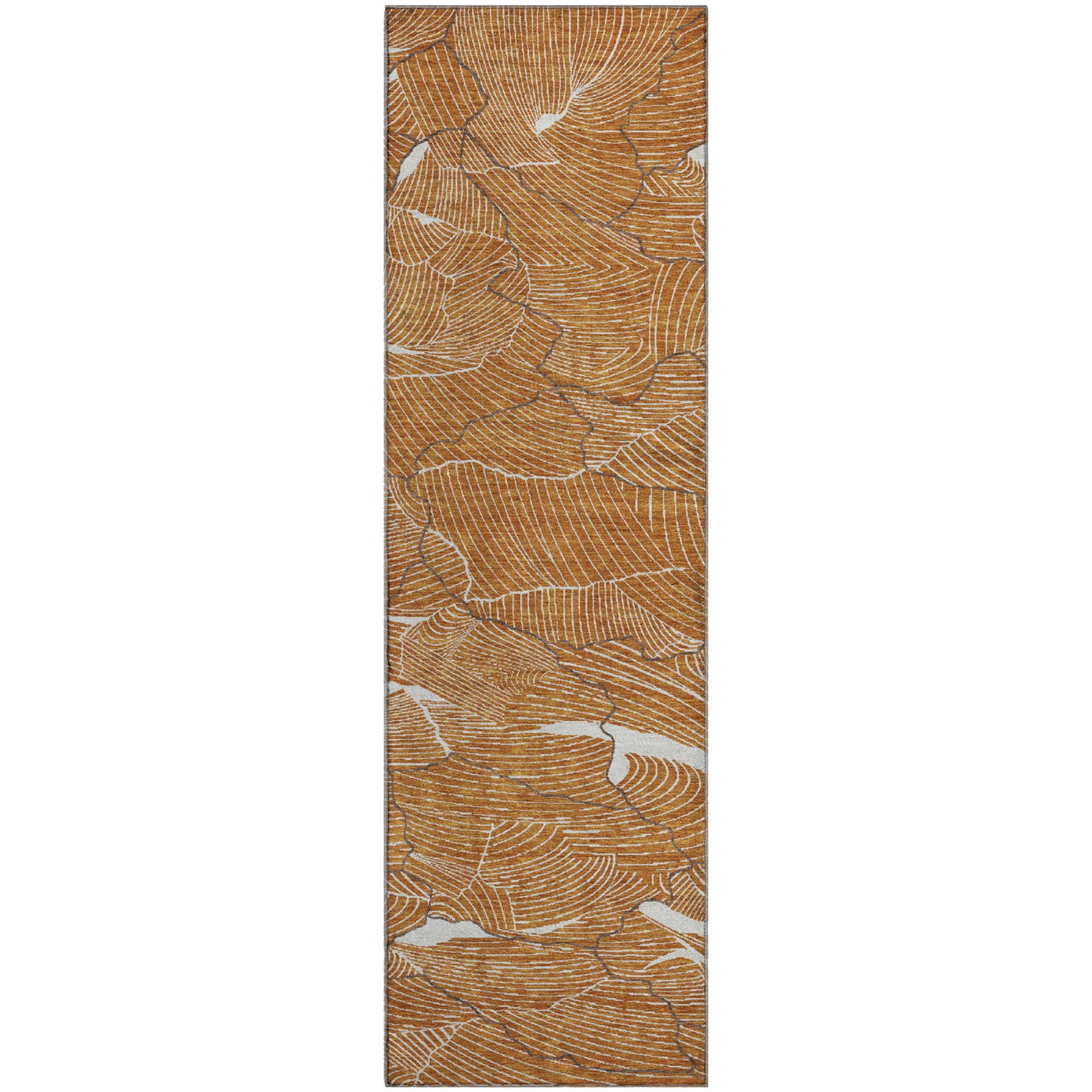 Seville Machine Washable Transitional Paprika Orange Rug 2'3" x 7'6" #shape_Runner