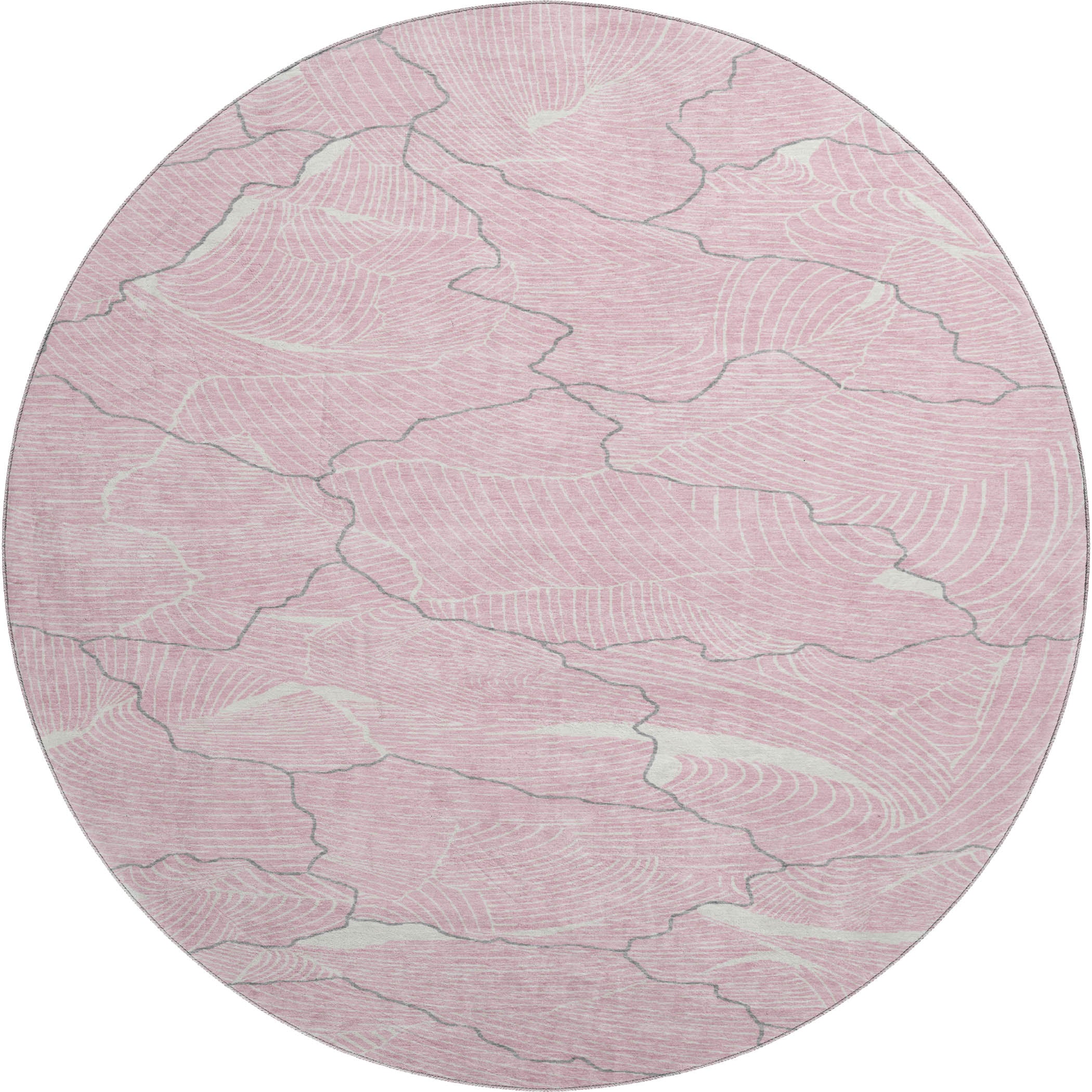 Seville Machine Washable Transitional Pink Rug 8' x 8' #shape_Round