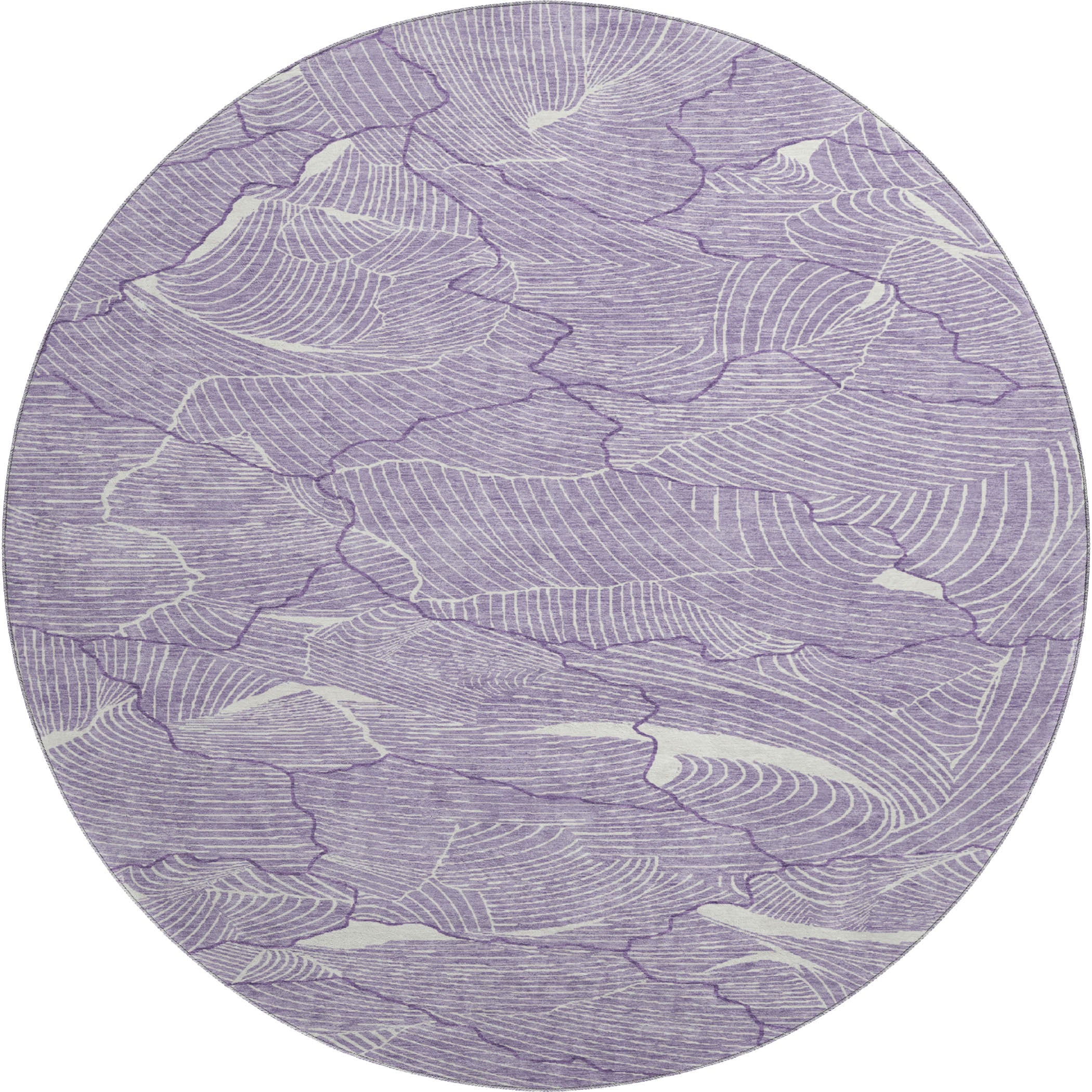 Seville Machine Washable Transitional Purple Rug 8' x 8' #shape_Round