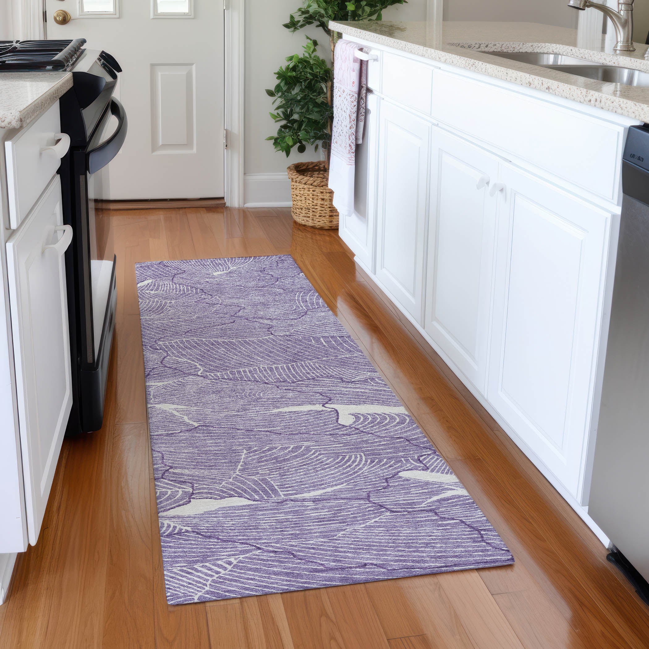 Seville Machine Washable Transitional Purple Rug 2'3" x 7'6" #shape_Runner