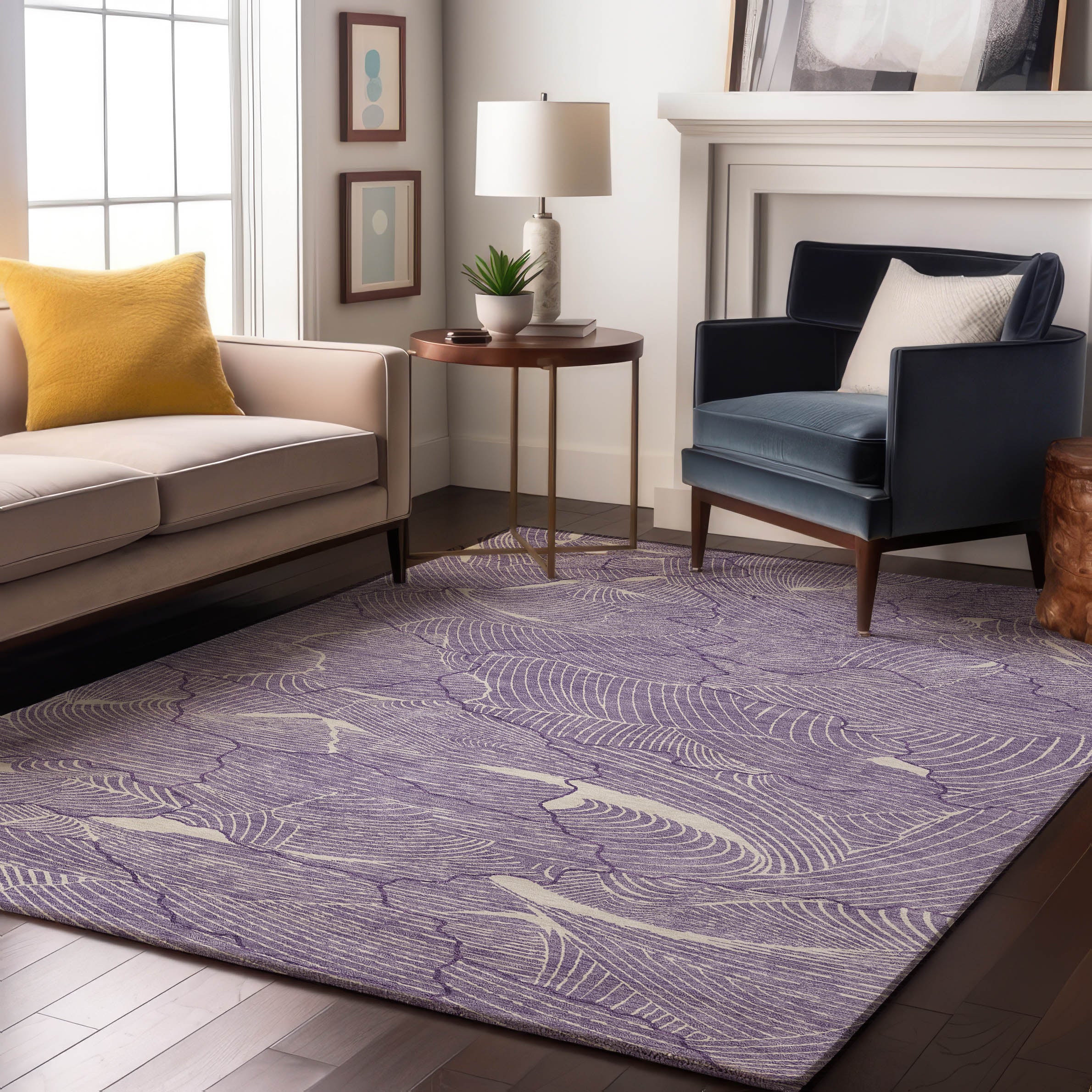 Seville Machine Washable Transitional Purple Rug 2'6" x 3'10" #shape_Rectangle