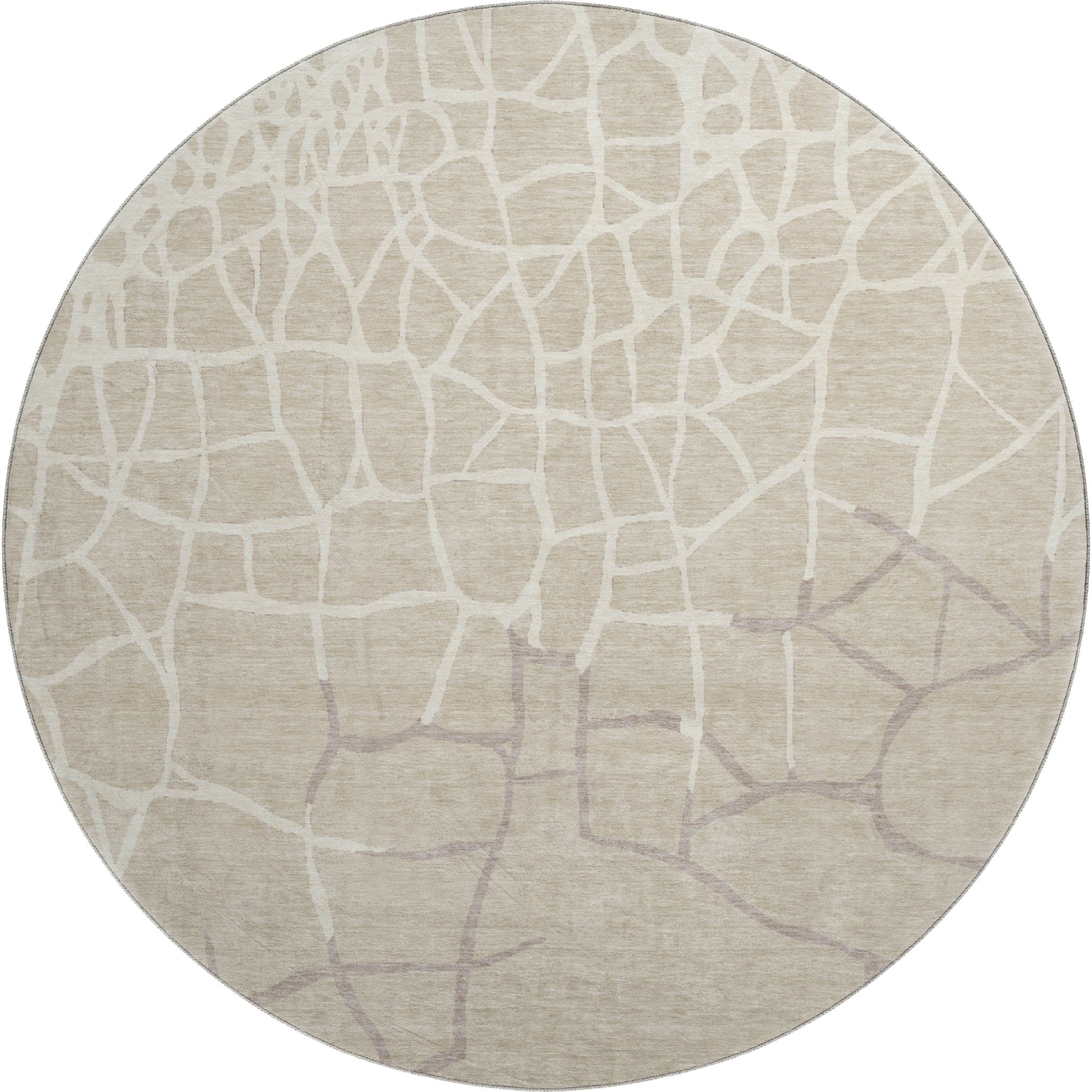 Dubrovnik Machine Washable Transitional Beige Brown Rug 8' x 8' #shape_Round
