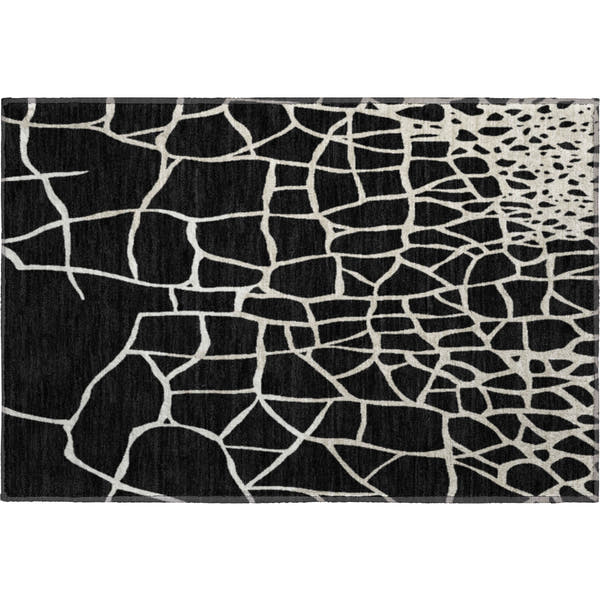 Dubrovnik Machine Washable Transitional Black Rug 1'8" x 2'6"