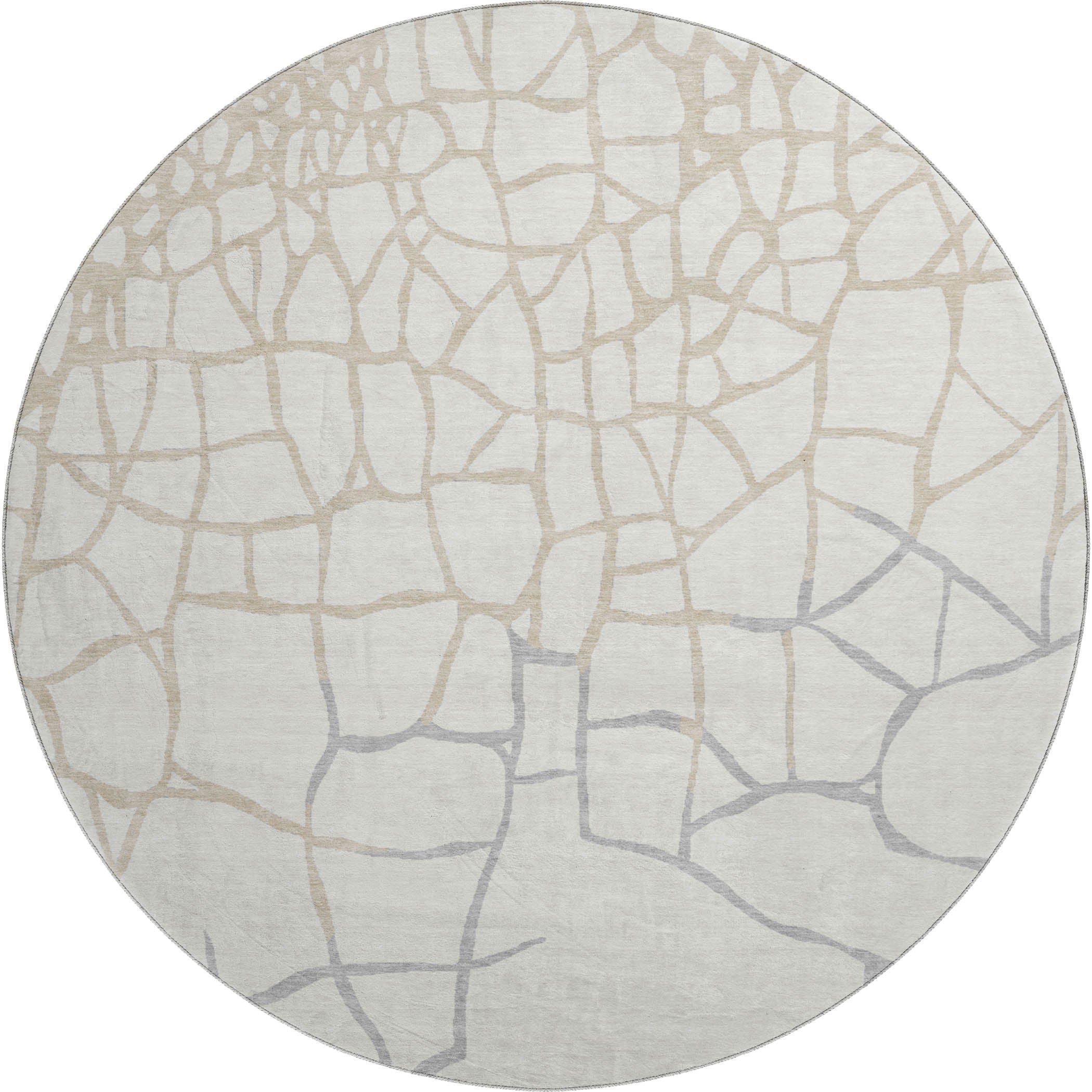 Dubrovnik Machine Washable Transitional Ivory Rug 8' x 8' #shape_Round
