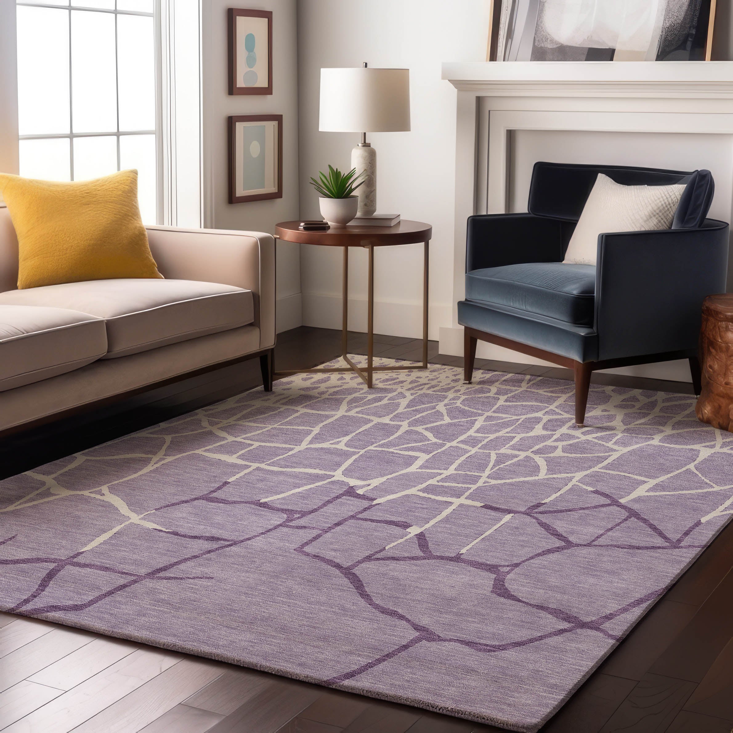 Dubrovnik Machine Washable Transitional Lavender Purple Rug 2'6" x 3'10" #shape_Rectangle