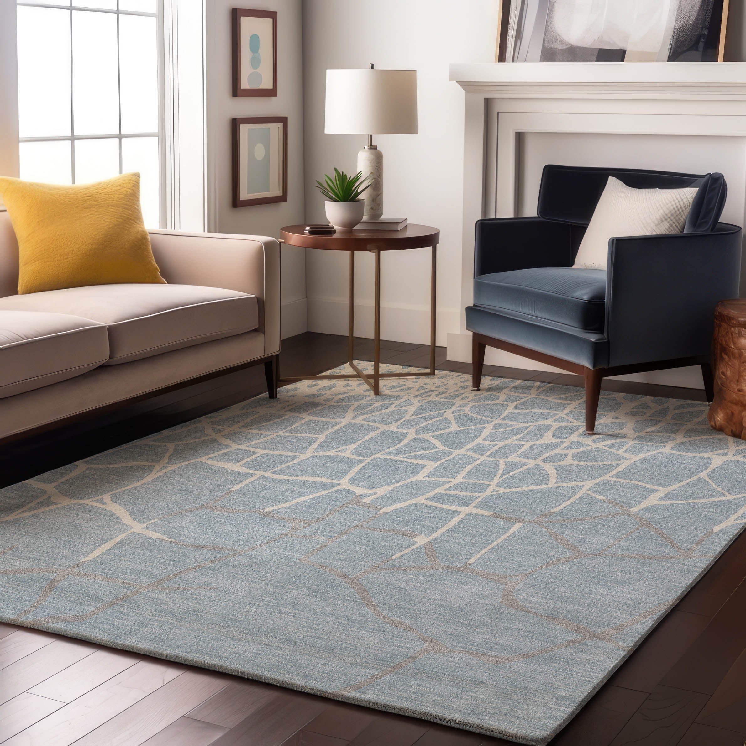Dubrovnik Machine Washable Transitional Sky Blue Rug 2'6" x 3'10" #shape_Rectangle