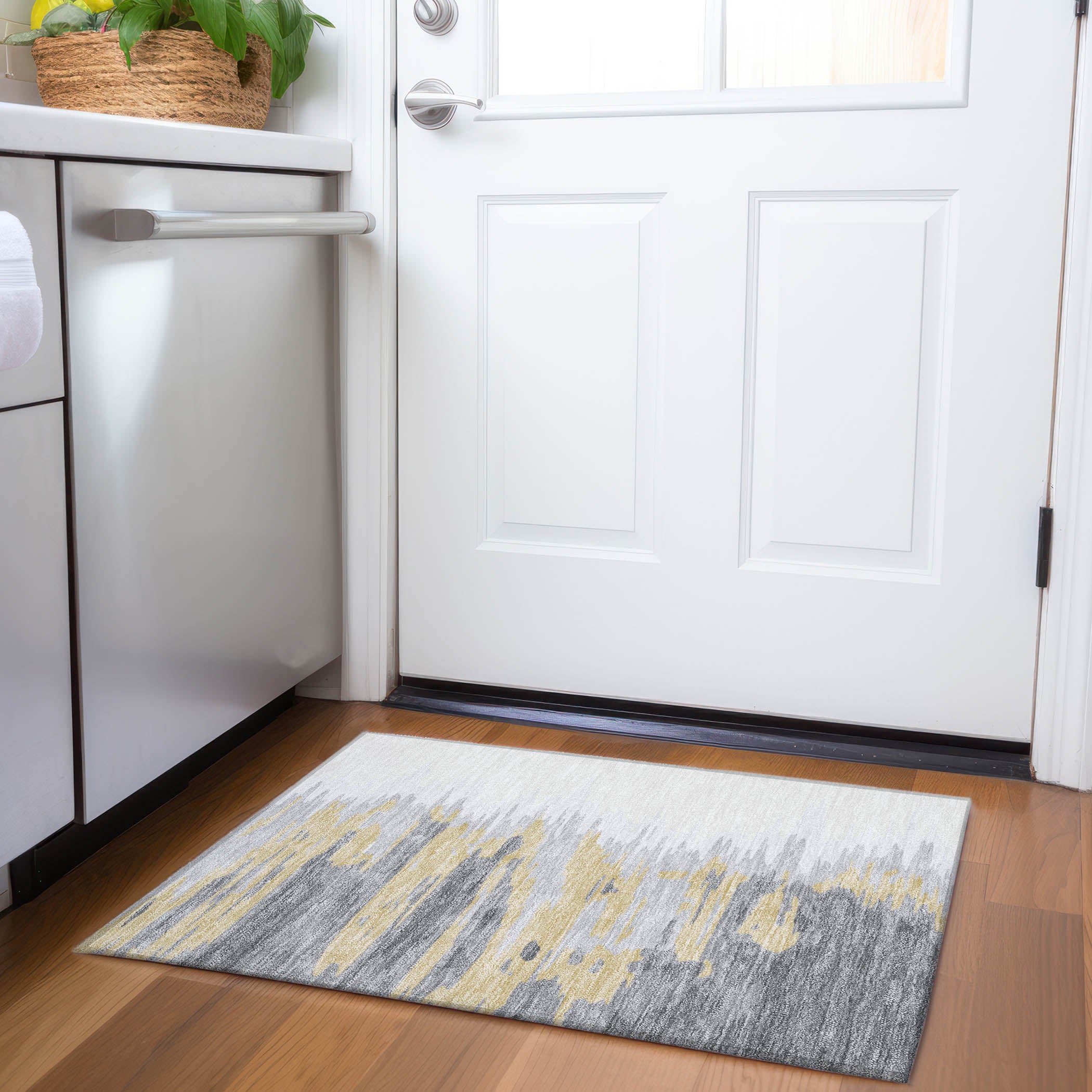 Dubrovnik Machine Washable Transitional Gray Rug 1'8" x 2'6" #shape_Rectangle