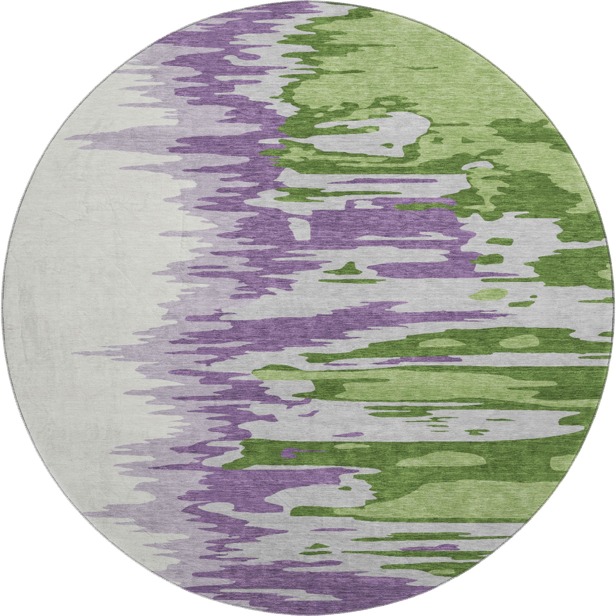 Dubrovnik Machine Washable Transitional Green Rug 8' x 8' #shape_Round