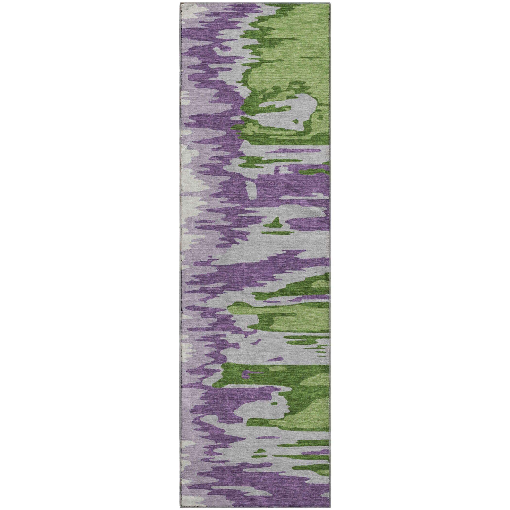 Dubrovnik Machine Washable Transitional Green Rug 2'3" x 7'6" #shape_Runner
