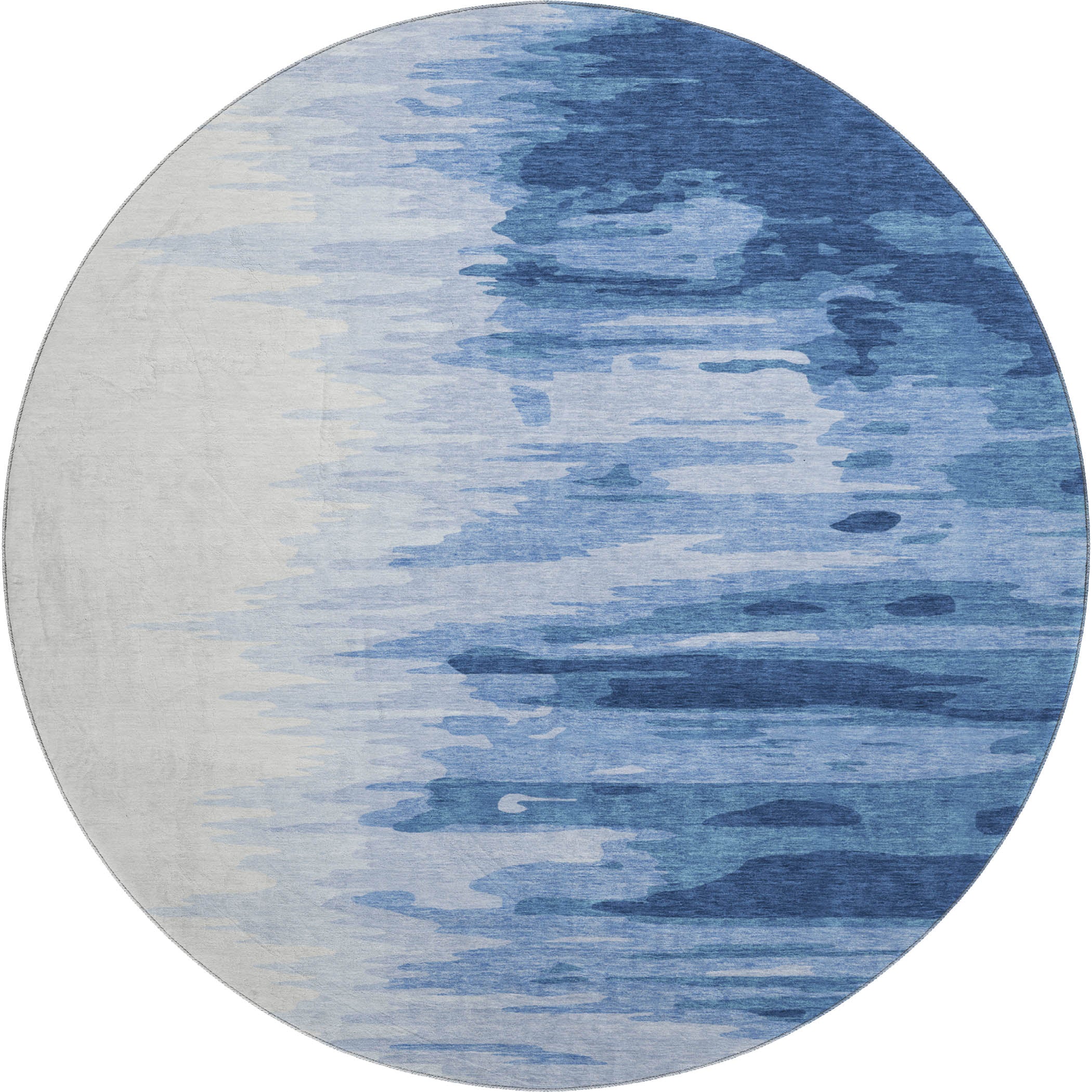 Dubrovnik Machine Washable Transitional Navy Blue Rug 8' x 8' #shape_Round