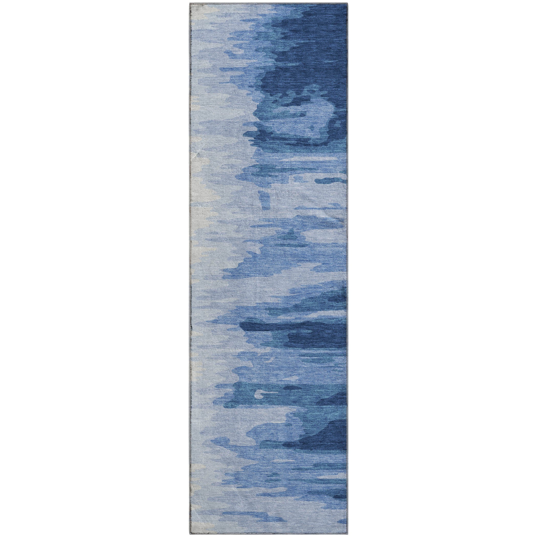 Dubrovnik Machine Washable Transitional Navy Blue Rug 2'3" x 7'6" #shape_Runner