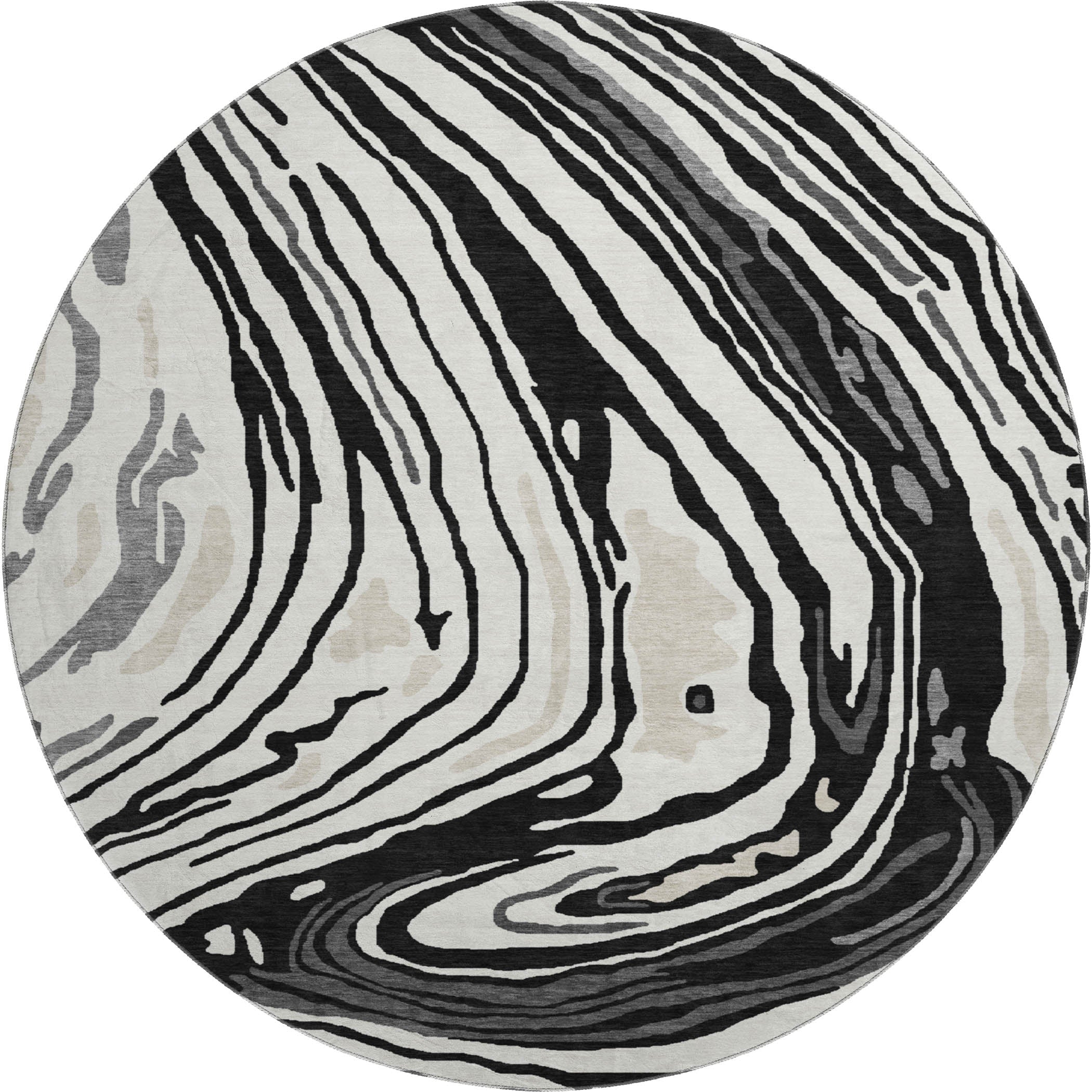 Vienna Machine Washable Transitional Black Rug 8' x 8' #shape_Round