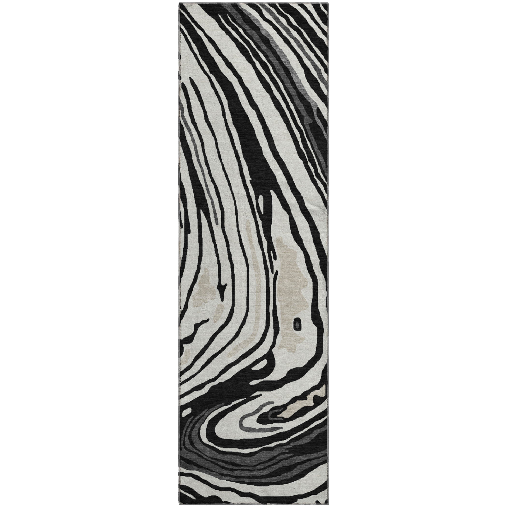 Vienna Machine Washable Transitional Black Rug 2'3" x 7'6" #shape_Runner
