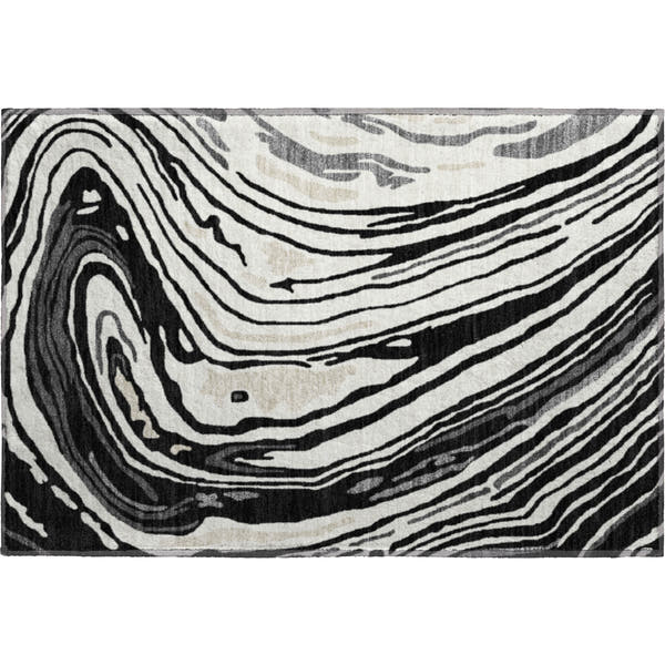 Vienna Machine Washable Transitional Black Rug 1'8" x 2'6"